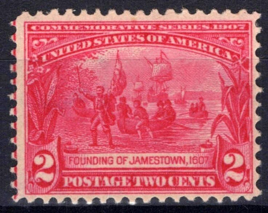 US 1907 2c Founding of Jamestown Scott# 329 F-VF MH  Exposition Issue ZAYIX