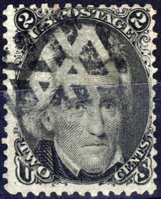 US 1861 2c black Jackson Fancy Cancel Sc# 73 FVF Used National Bank Note ZAYIX