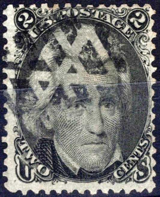 US 1861 2c black Jackson Fancy Cancel Sc# 73 FVF Used National Bank Note ZAYIX