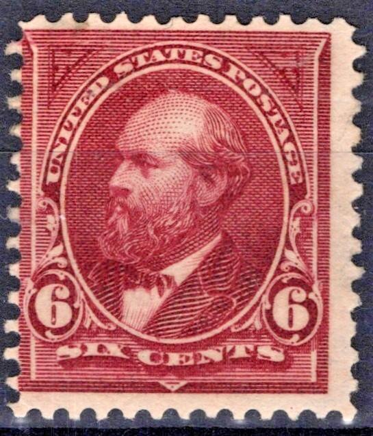 US 1897 6c purple lake Garfield D/L Watermark Scott# 282a Fine MH ZAYIX