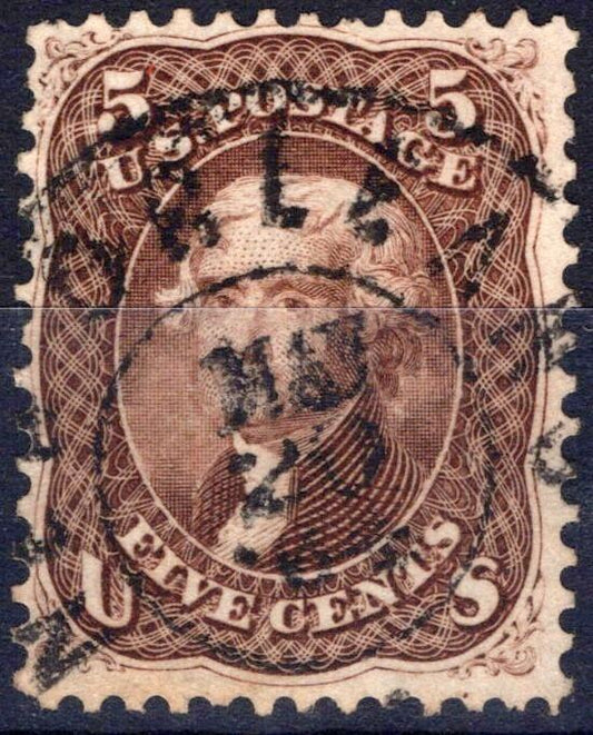 US 1861 5c brown New Orleans Cancel Sc# 76 VF Used National Bank Note Co ZAYIX