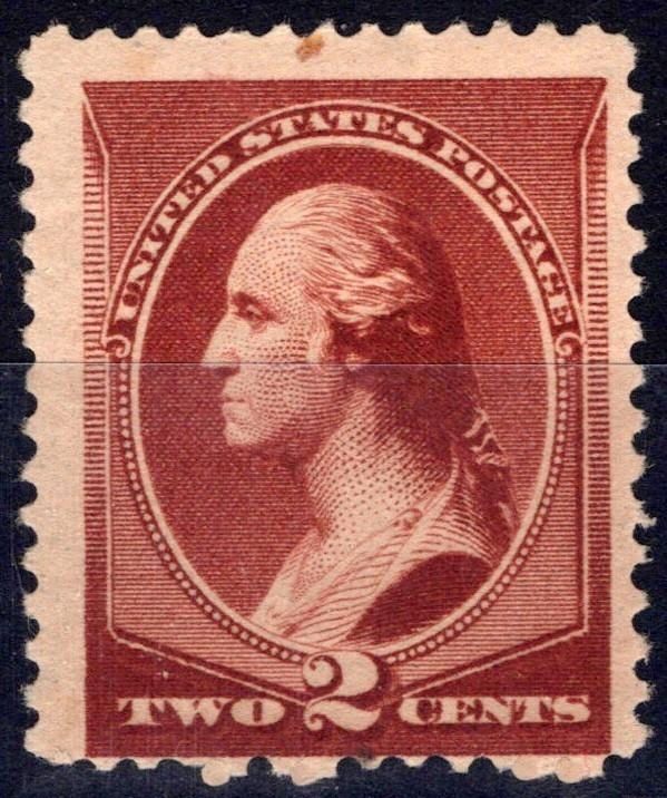 US 1883 2c red brown Washington American Bank Note Co Scott# 210 MH Fine ZAYIX