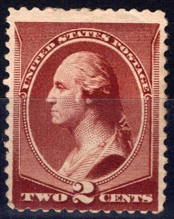 US 1883 2c red brown Washington American Bank Note Co Scott# 210 MH Fine ZAYIX