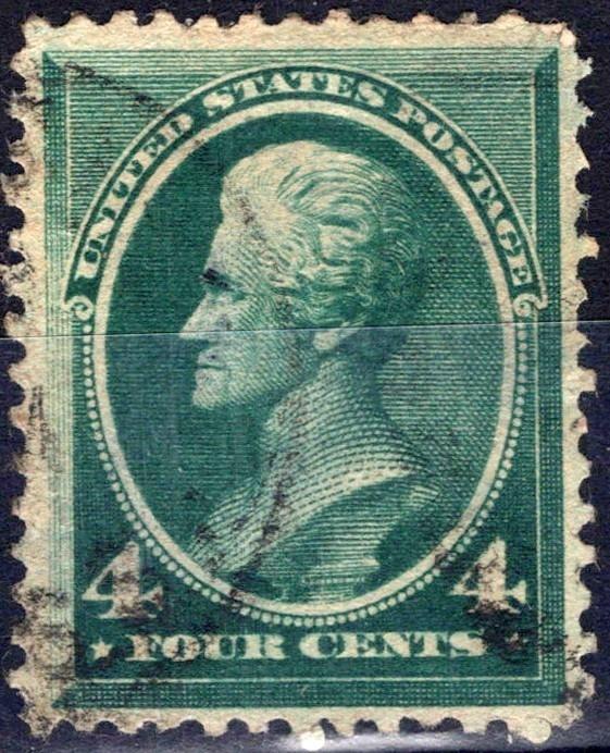 US 1883 4c blue green Jackson American Bank Note Co Scott# 211 Used VF ZAYIX