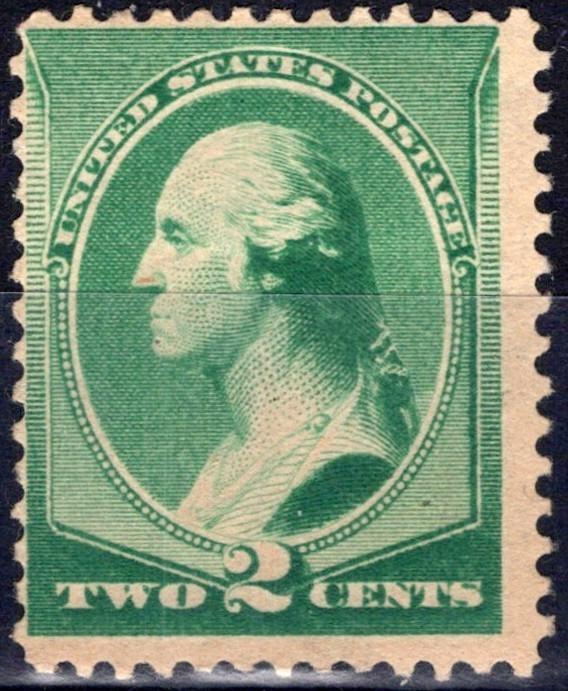 US 1887 2c green Washington American Bank Note Co Scott# 213 MH OG Fine ZAYIX