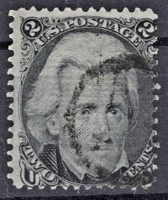 US 1868 2c black Jackson E Grill Type II National Bank Note #87 Used Fine ZAYIX