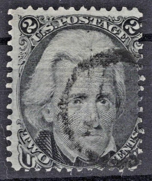 US 1868 2c black Jackson E Grill Type II National Bank Note #87 Used Fine ZAYIX