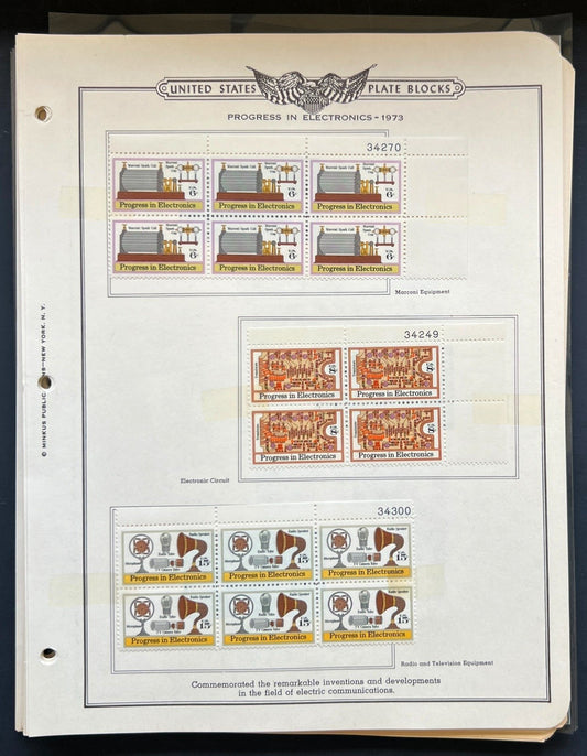 United States Plate Block Stamp Collection On Album Pages Used ZAYIX