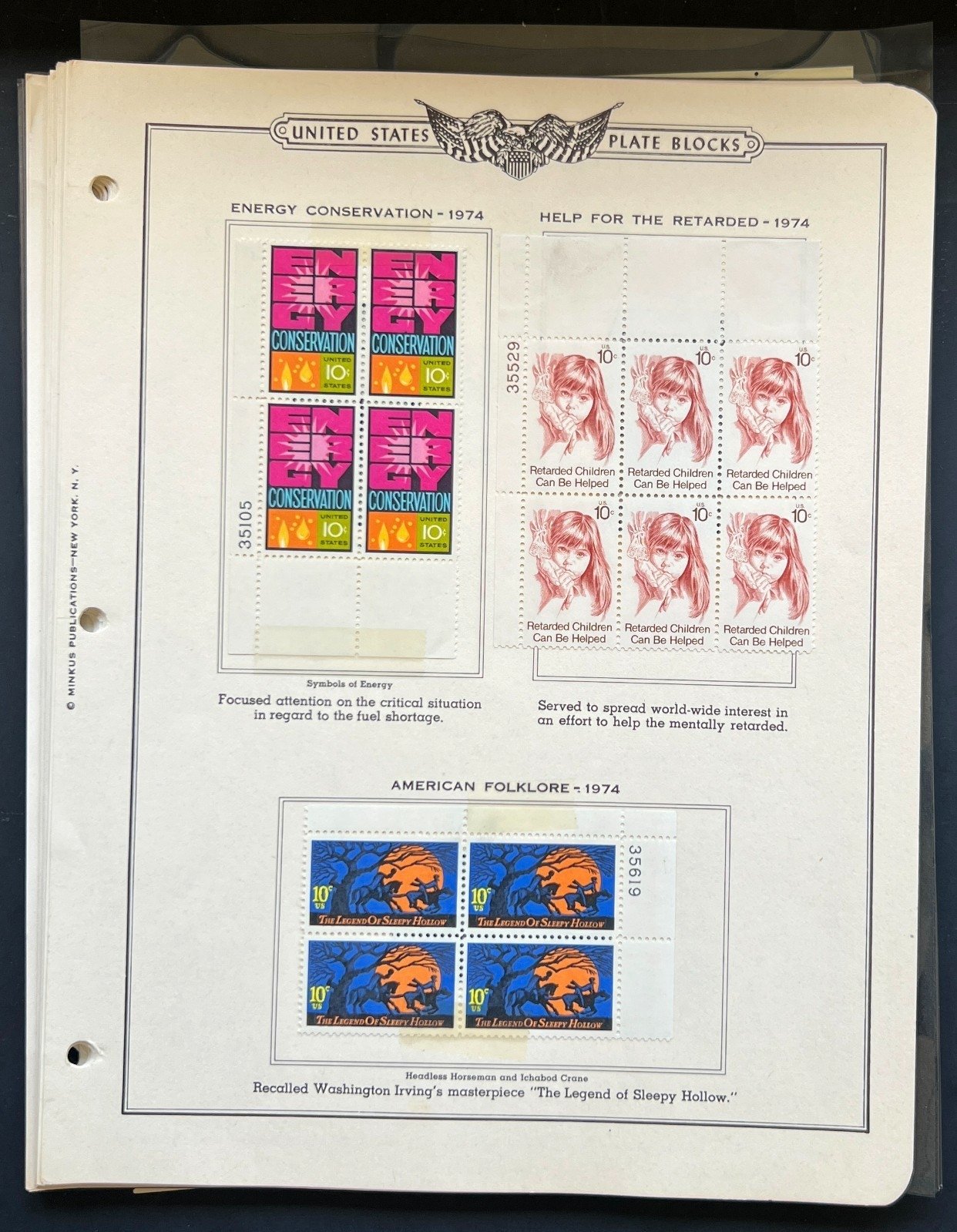 United States Plate Block Stamp Collection On Album Pages Used ZAYIX