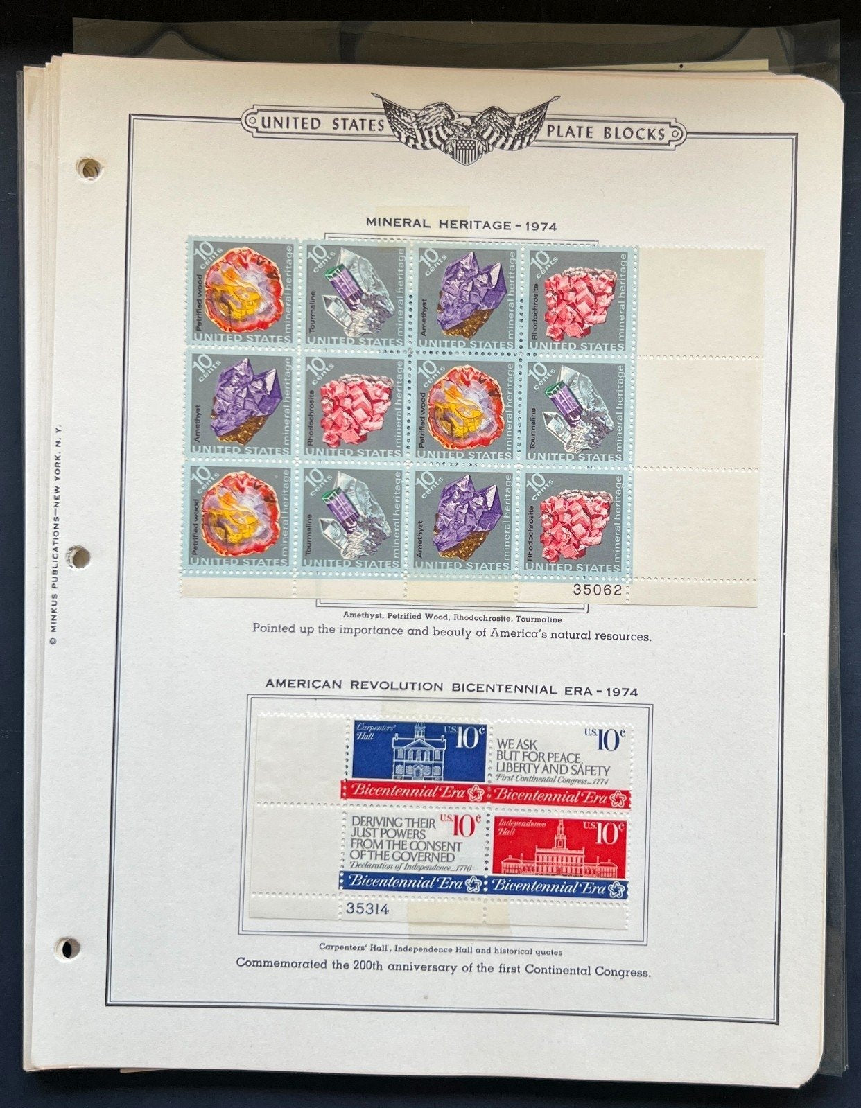United States Plate Block Stamp Collection On Album Pages Used ZAYIX