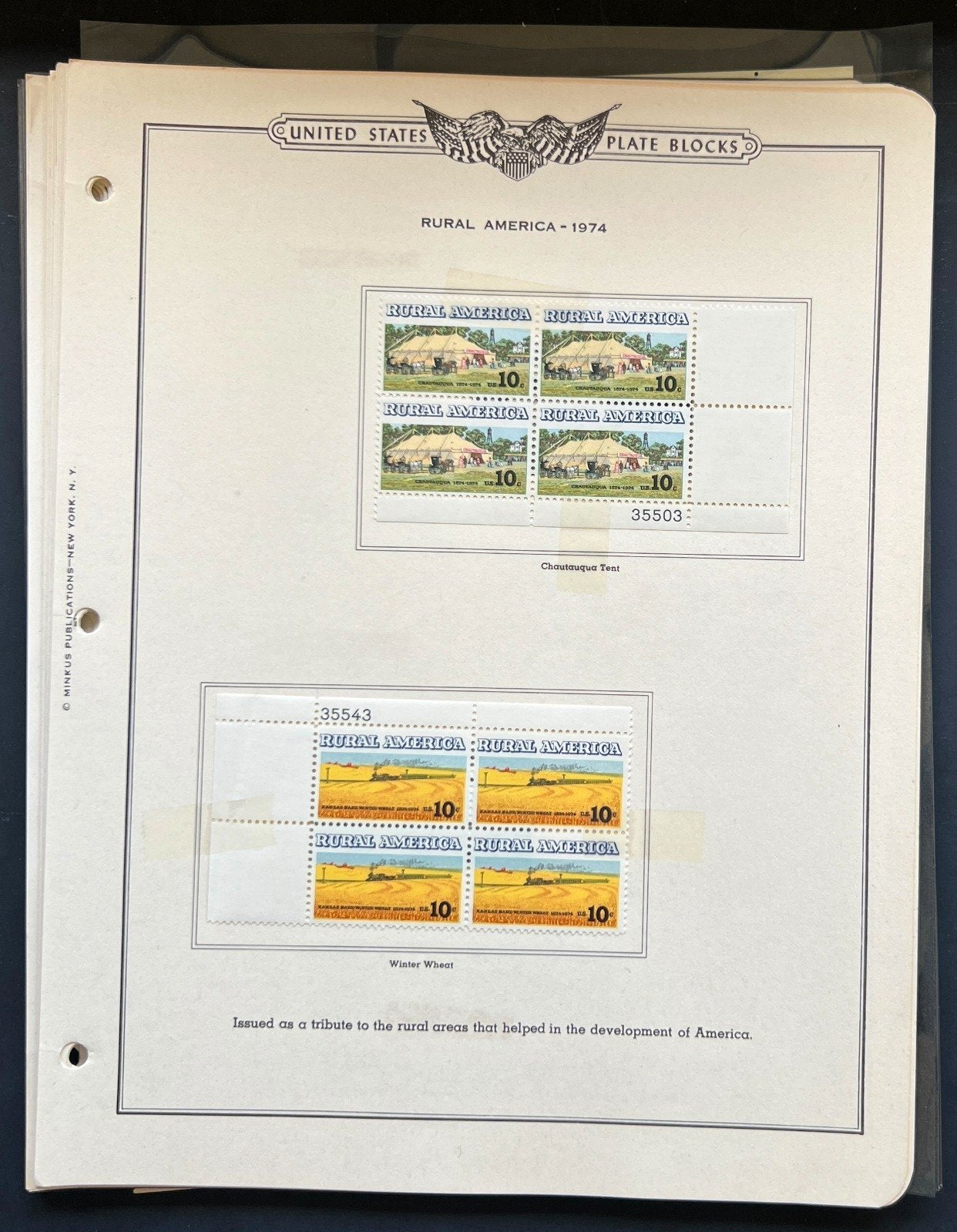 United States Plate Block Stamp Collection On Album Pages Used ZAYIX