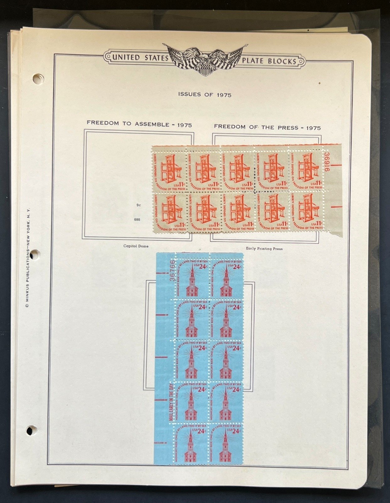 United States Plate Block Stamp Collection On Album Pages Used ZAYIX