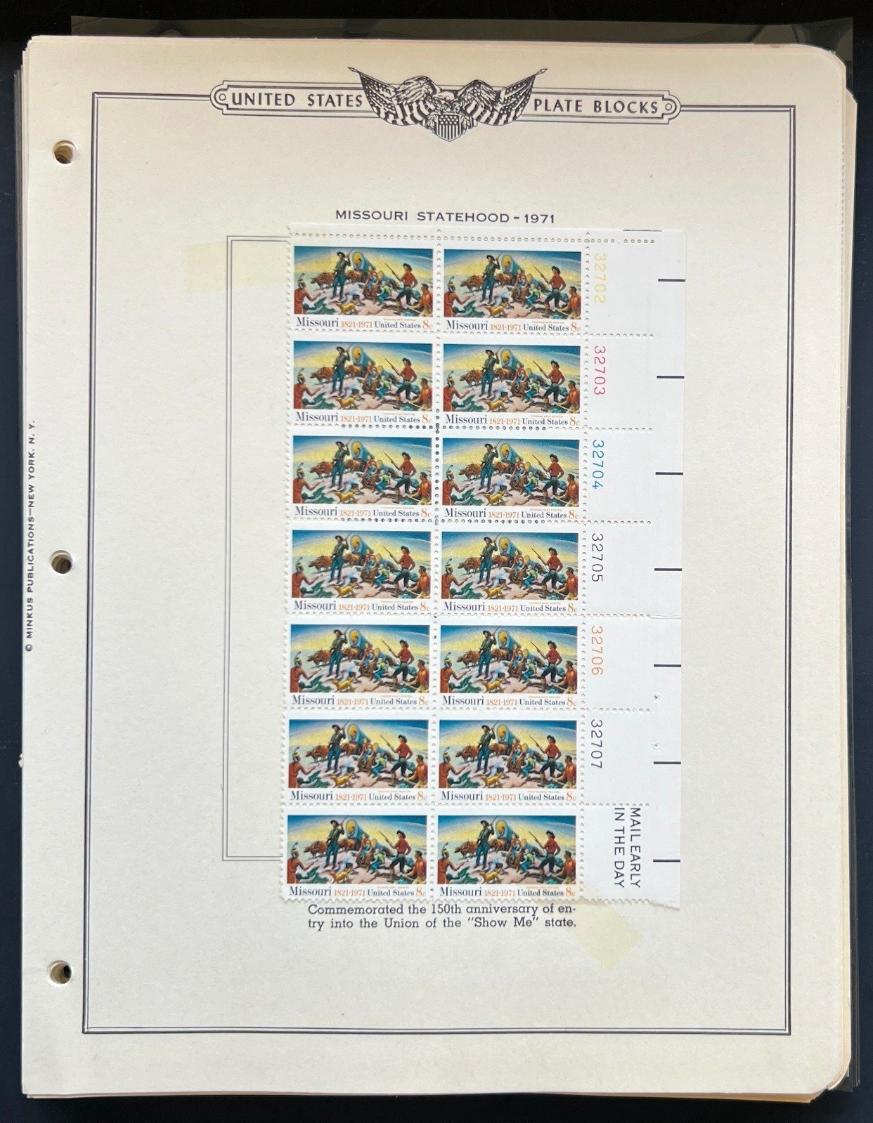 United States Plate Block Stamp Collection On Album Pages Used ZAYIX