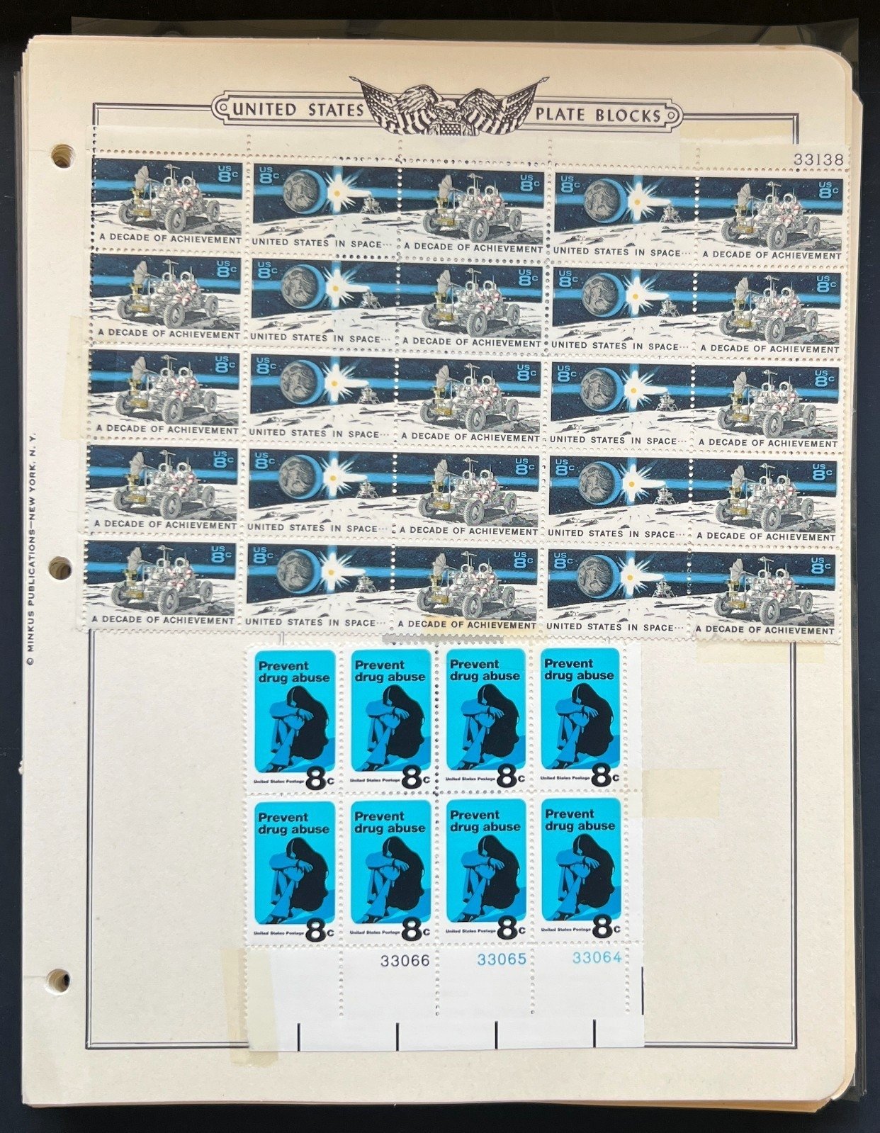 United States Plate Block Stamp Collection On Album Pages Used ZAYIX