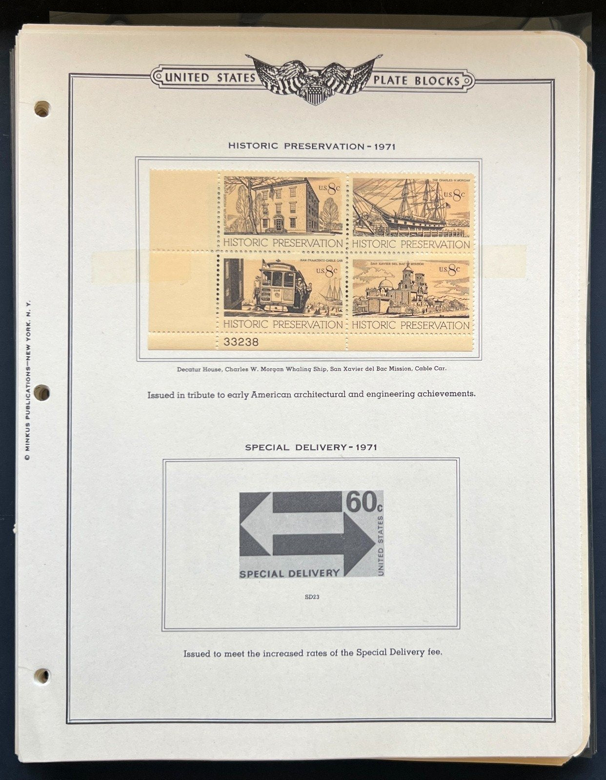 United States Plate Block Stamp Collection On Album Pages Used ZAYIX