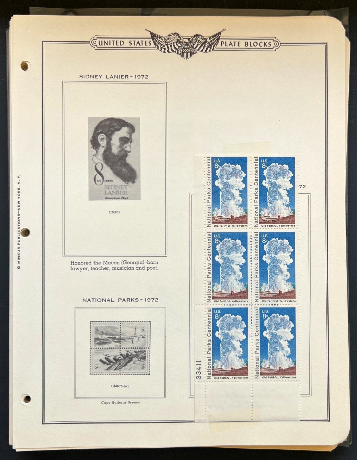 United States Plate Block Stamp Collection On Album Pages Used ZAYIX