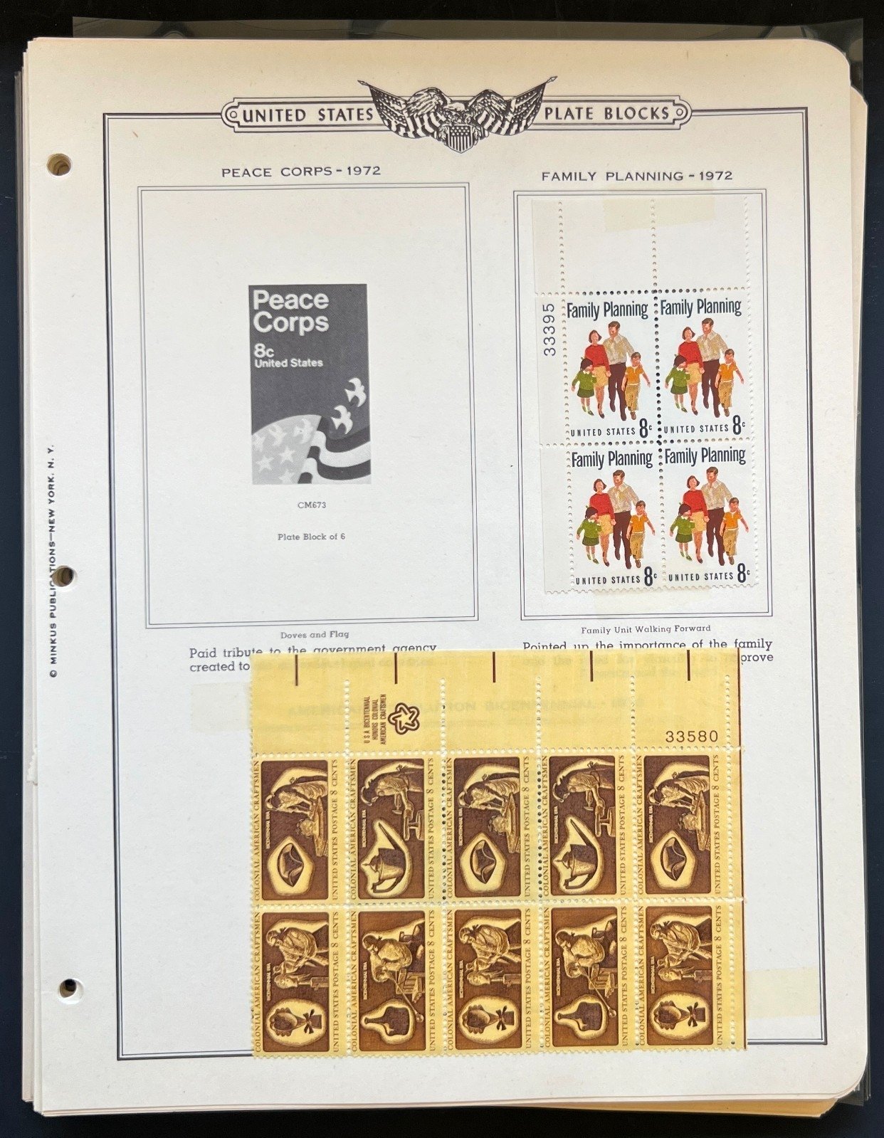 United States Plate Block Stamp Collection On Album Pages Used ZAYIX