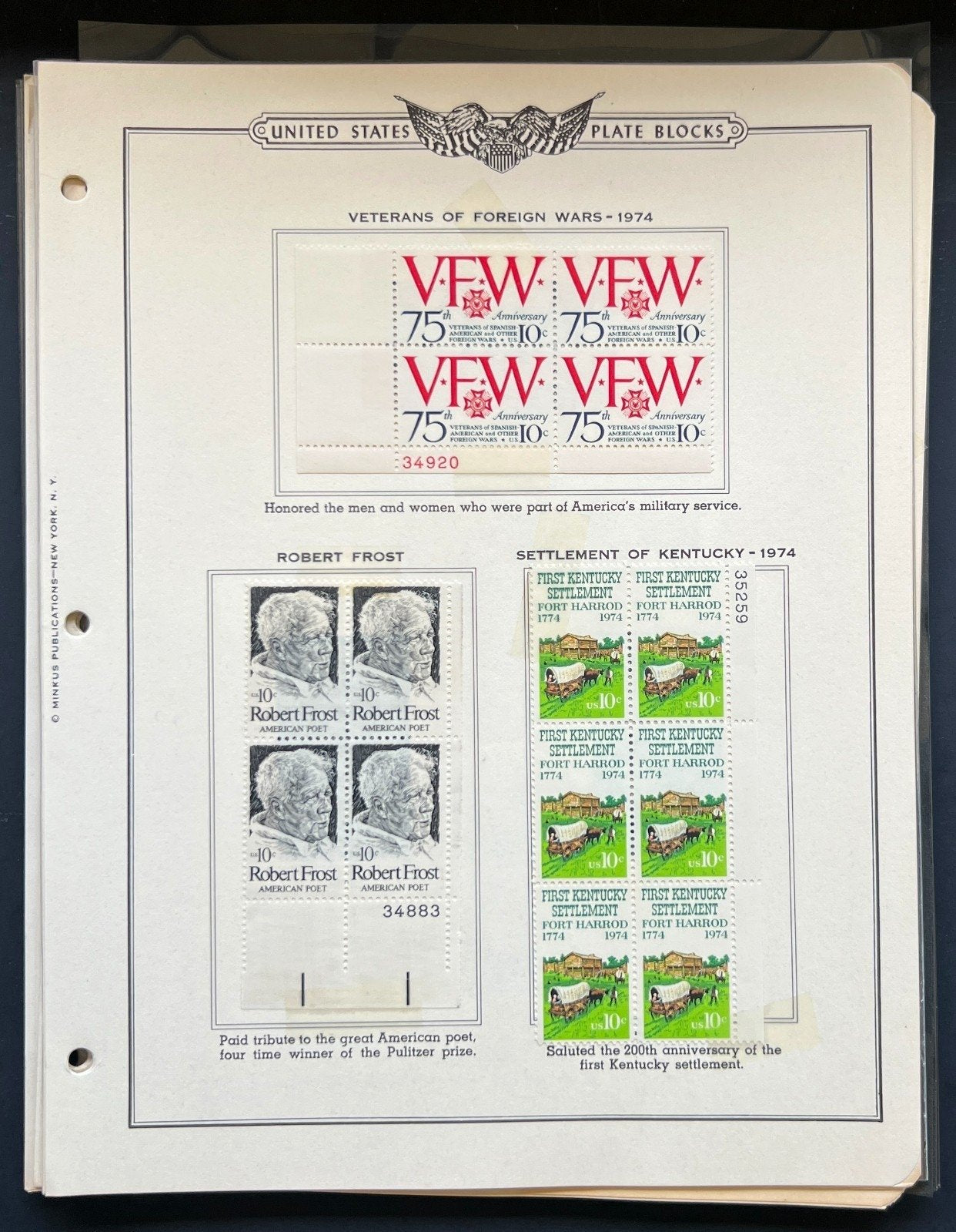 United States Plate Block Stamp Collection On Album Pages Used ZAYIX