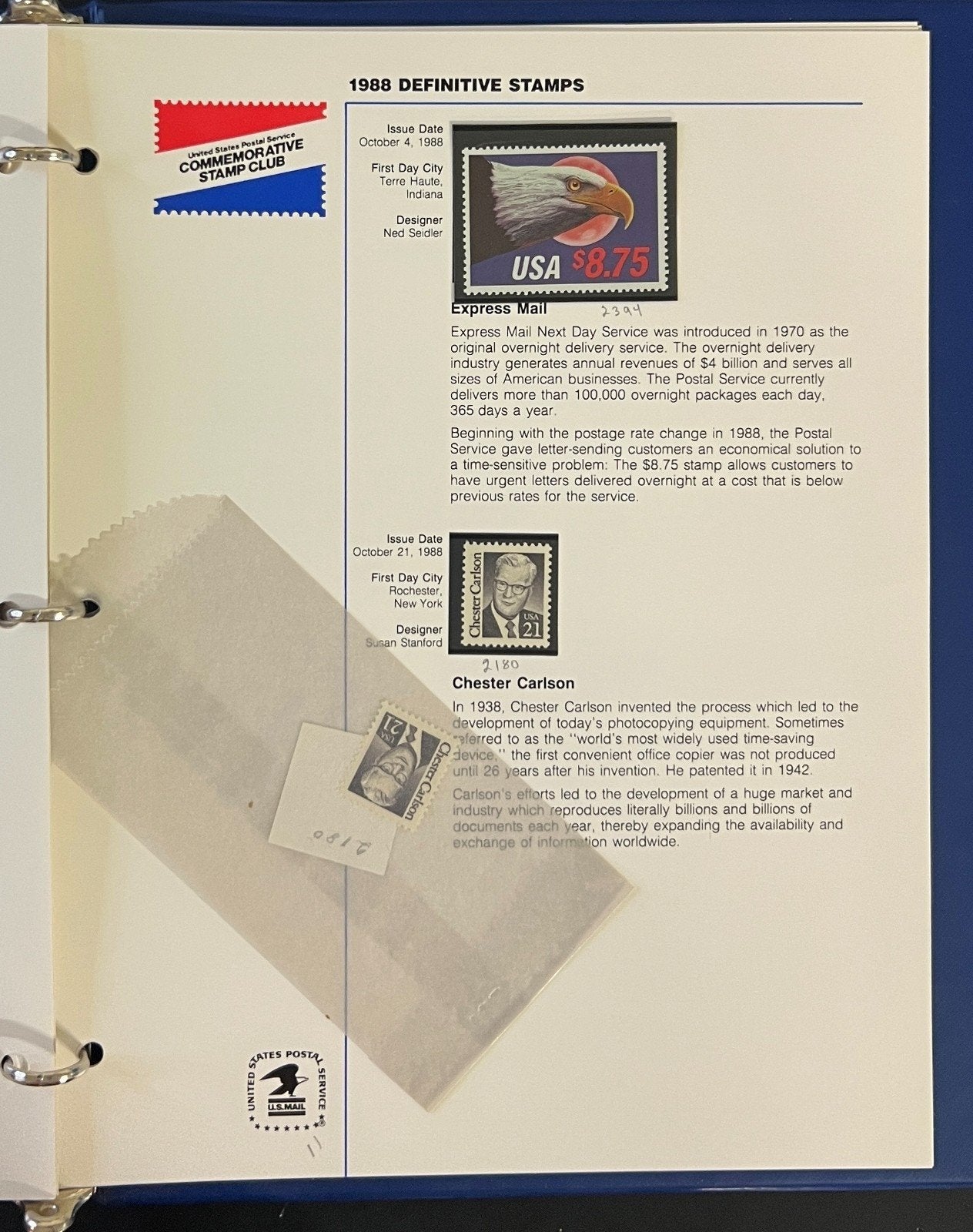 U.S. Stamp Collection 3 Commemorative Stamp Club Albums MNH 1987-2001 ZAYIX