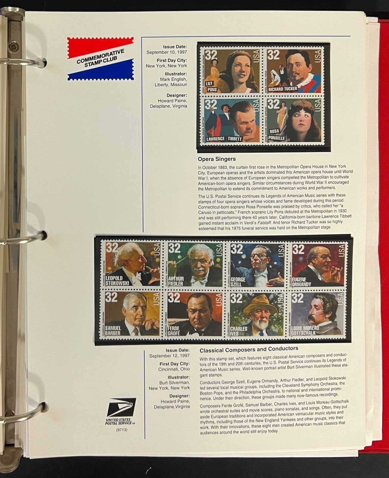 U.S. Stamp Collection 3 Commemorative Stamp Club Albums MNH 1987-2001 ZAYIX