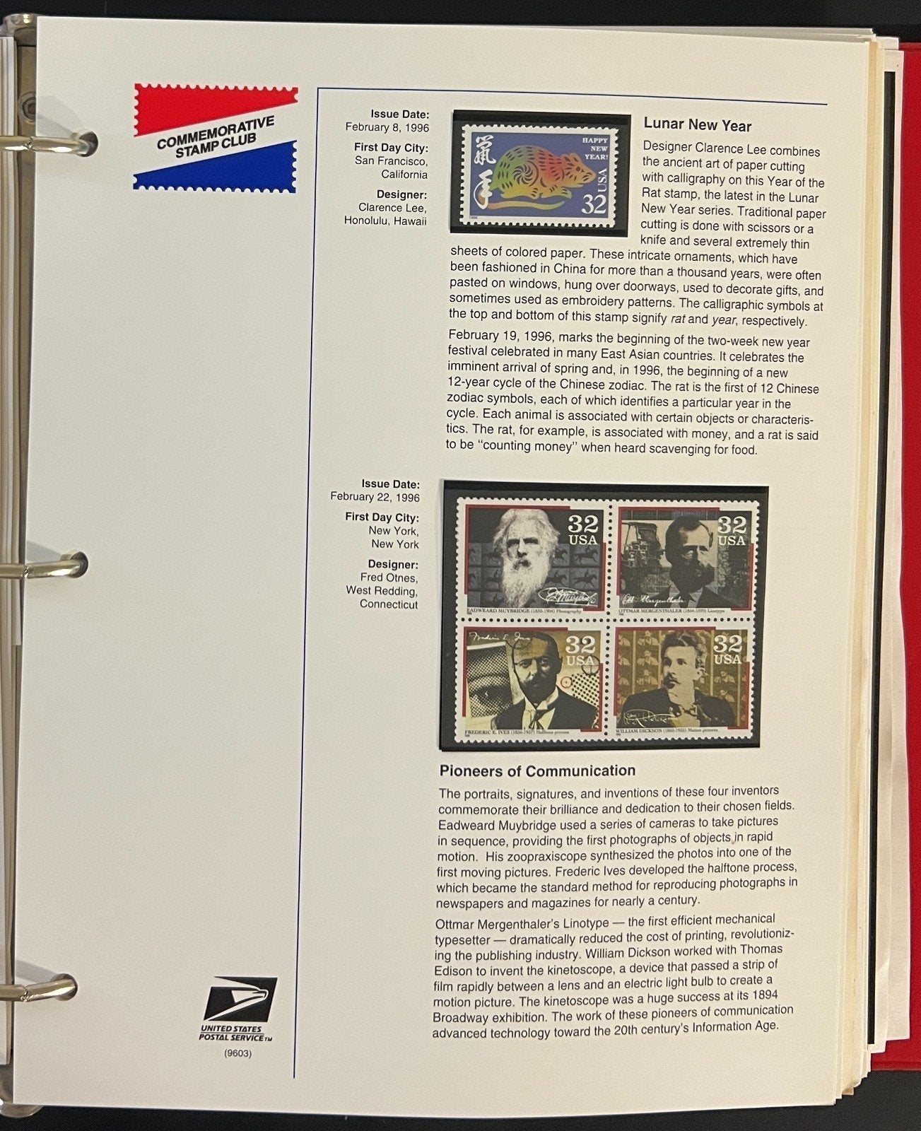 U.S. Stamp Collection 3 Commemorative Stamp Club Albums MNH 1987-2001 ZAYIX