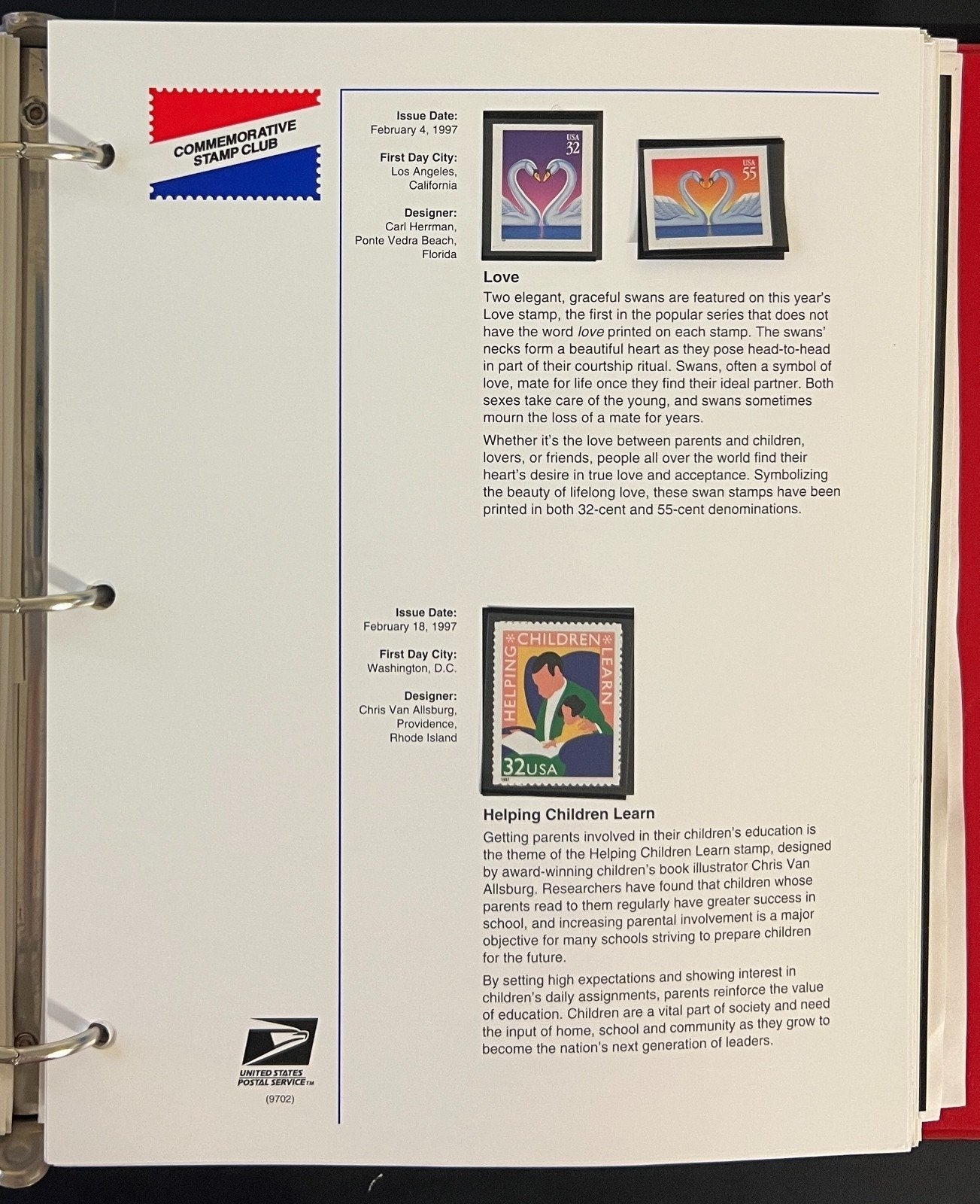 U.S. Stamp Collection 3 Commemorative Stamp Club Albums MNH 1987-2001 ZAYIX