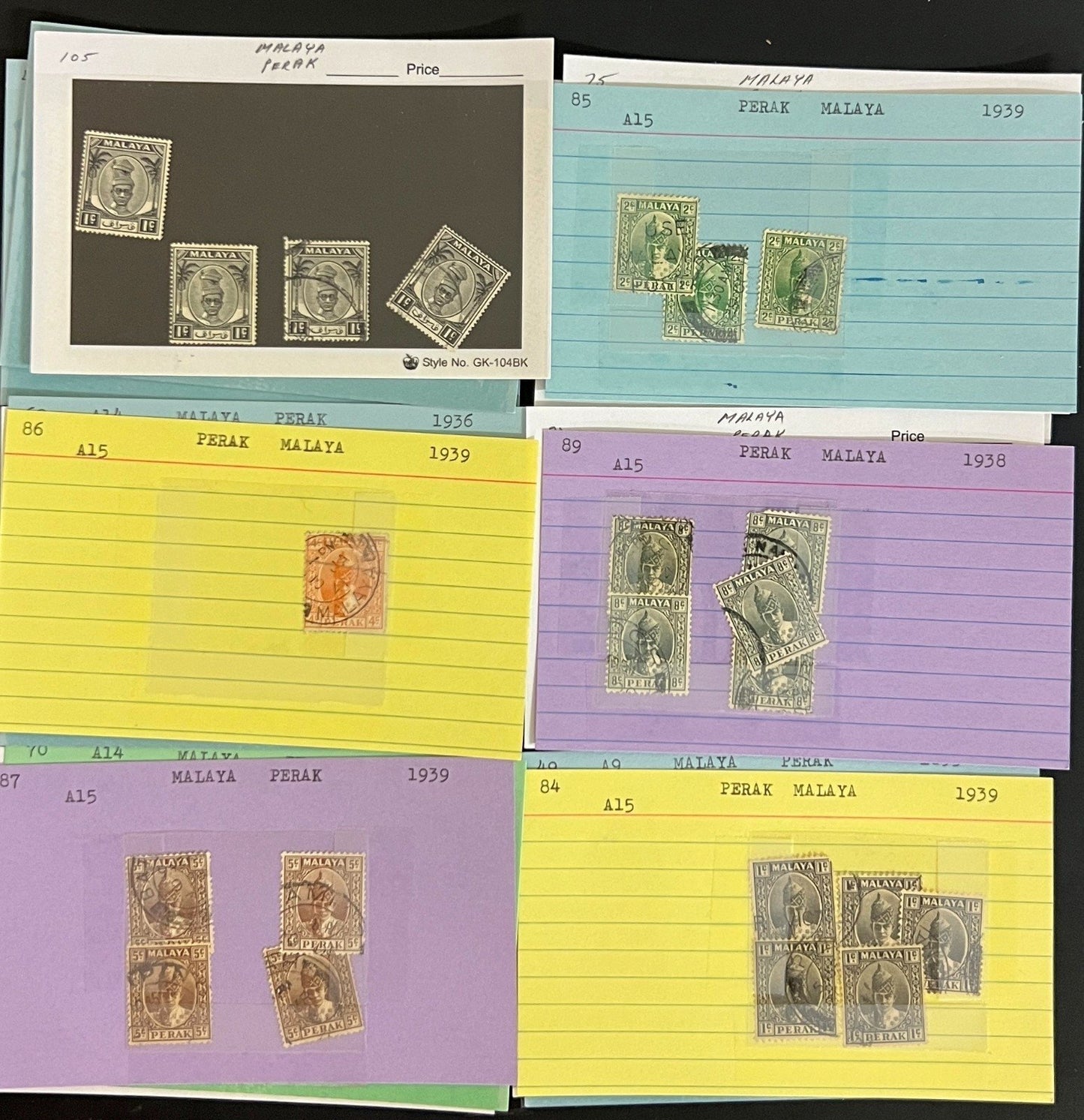 Indonesia & Malaya Stamp Collection On Hundreds of Dealer Cards ZAYIX