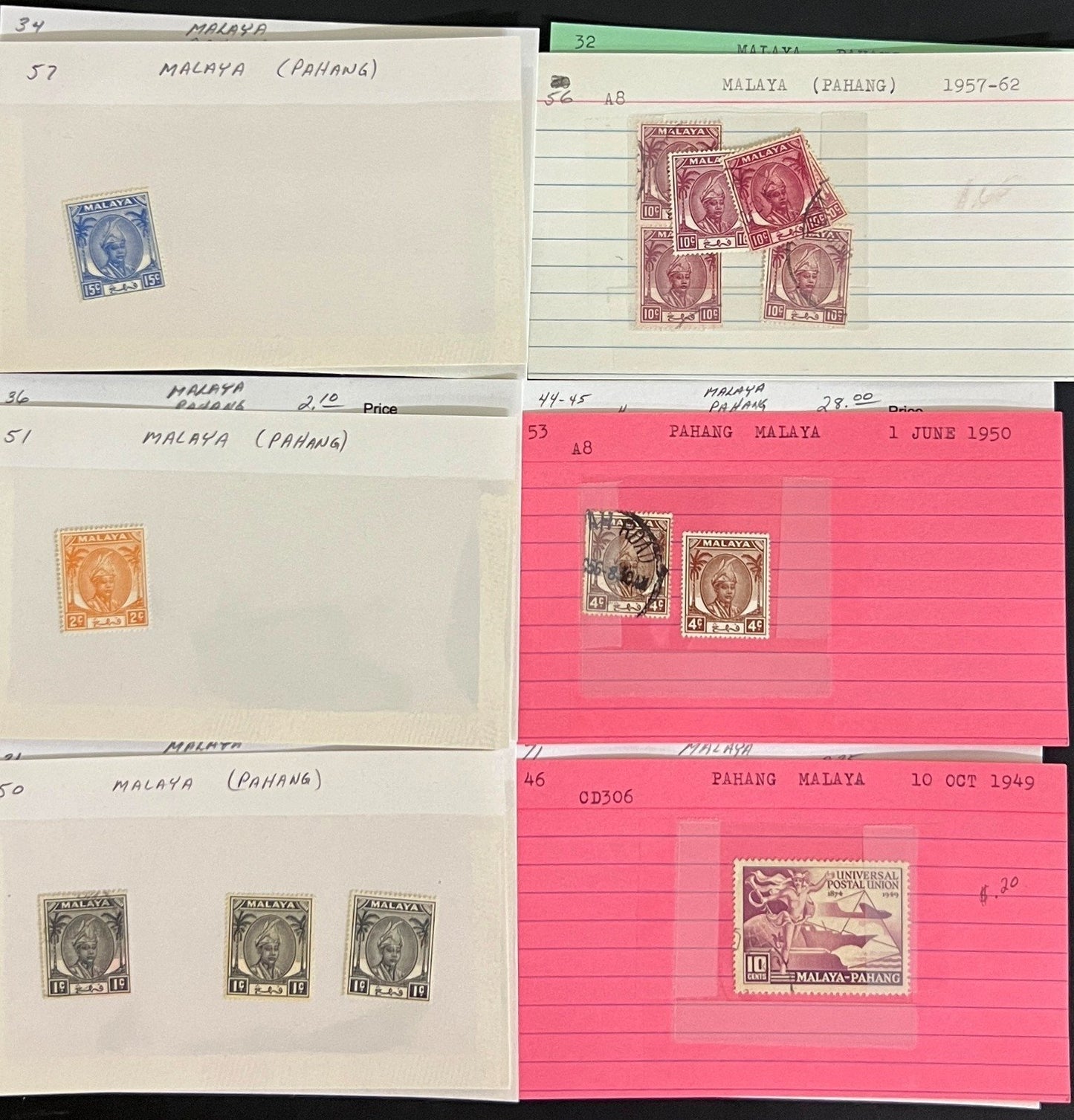 Indonesia & Malaya Stamp Collection On Hundreds of Dealer Cards ZAYIX