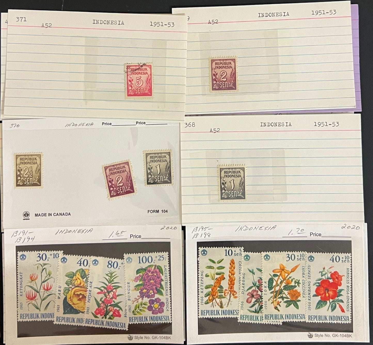 Indonesia & Malaya Stamp Collection On Hundreds of Dealer Cards ZAYIX