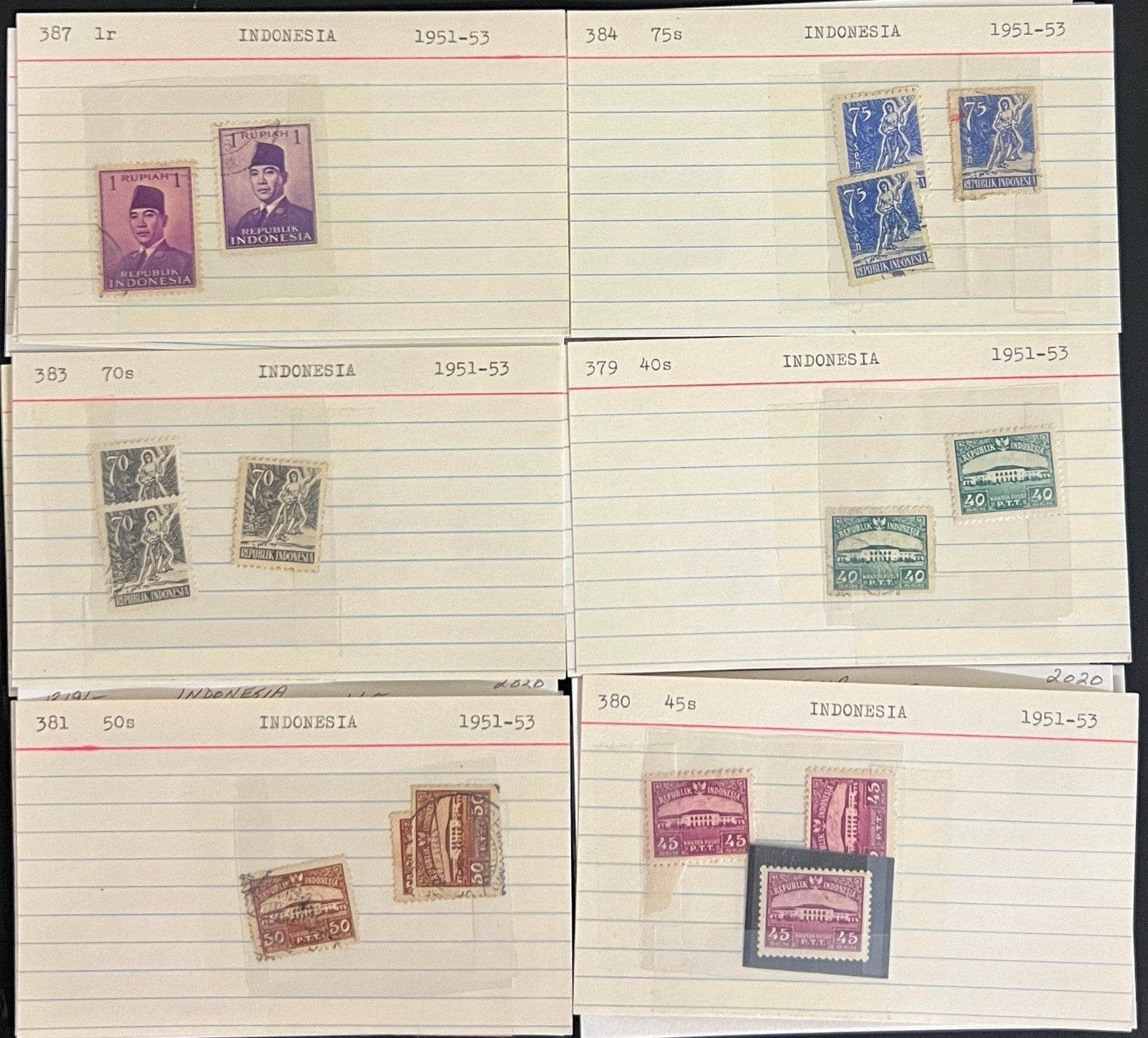 Indonesia & Malaya Stamp Collection On Hundreds of Dealer Cards ZAYIX