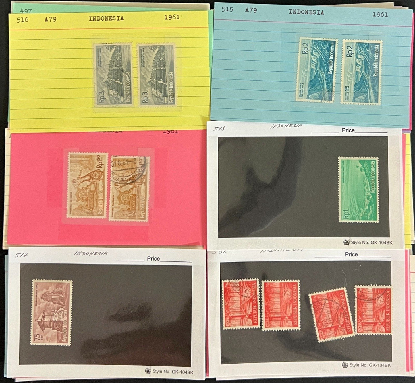 Indonesia & Malaya Stamp Collection On Hundreds of Dealer Cards ZAYIX