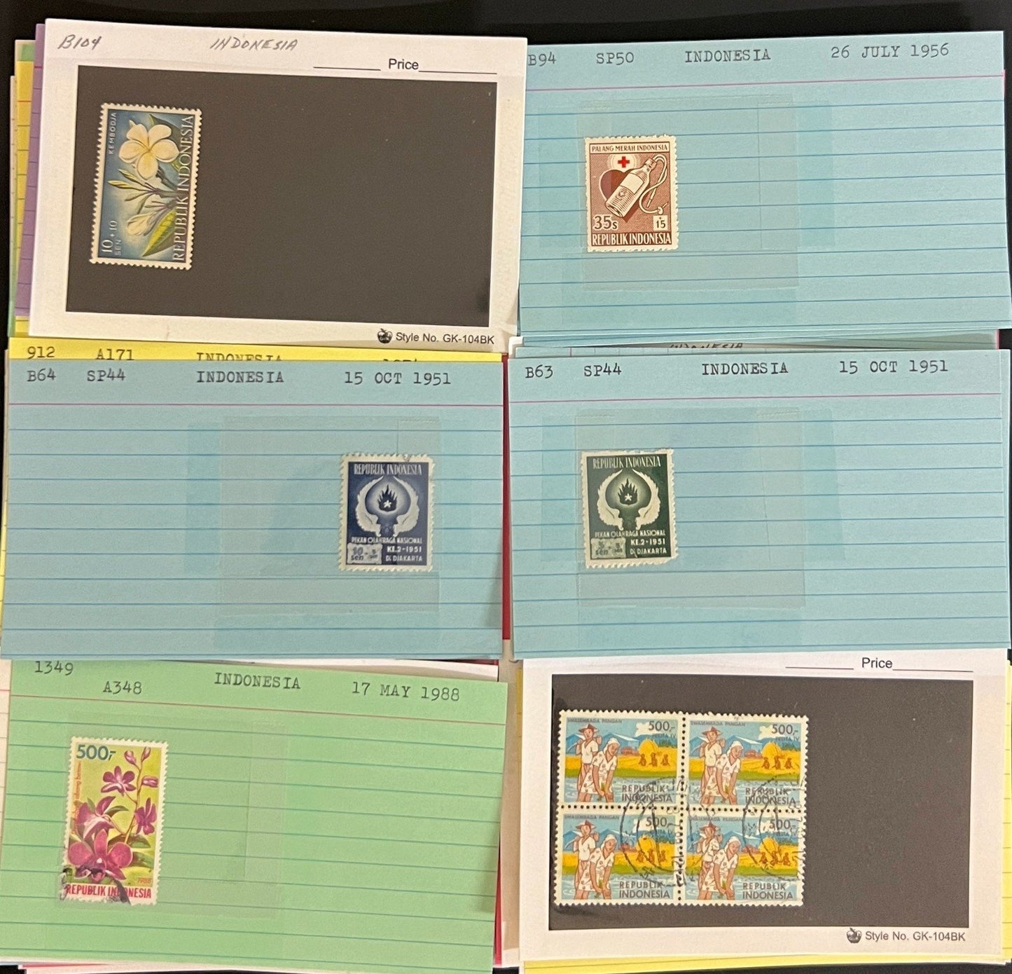 Indonesia & Malaya Stamp Collection On Hundreds of Dealer Cards ZAYIX