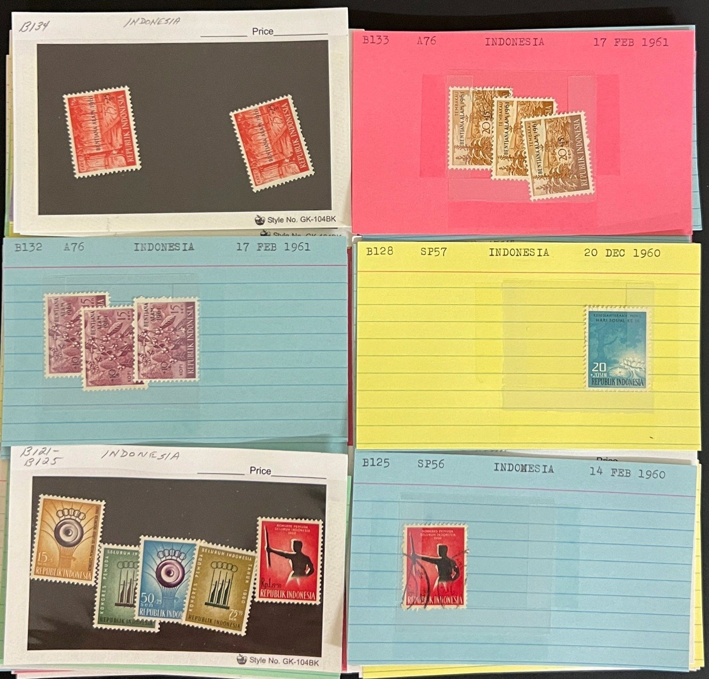 Indonesia & Malaya Stamp Collection On Hundreds of Dealer Cards ZAYIX