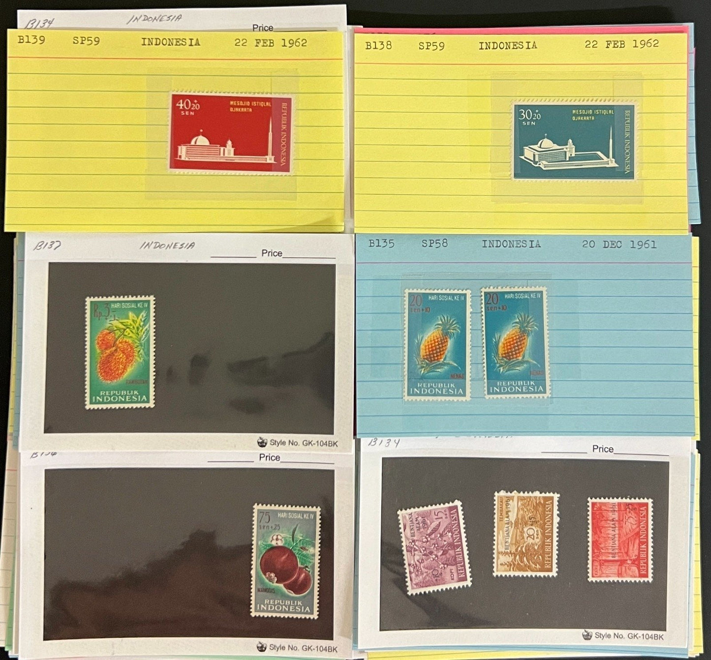 Indonesia & Malaya Stamp Collection On Hundreds of Dealer Cards ZAYIX