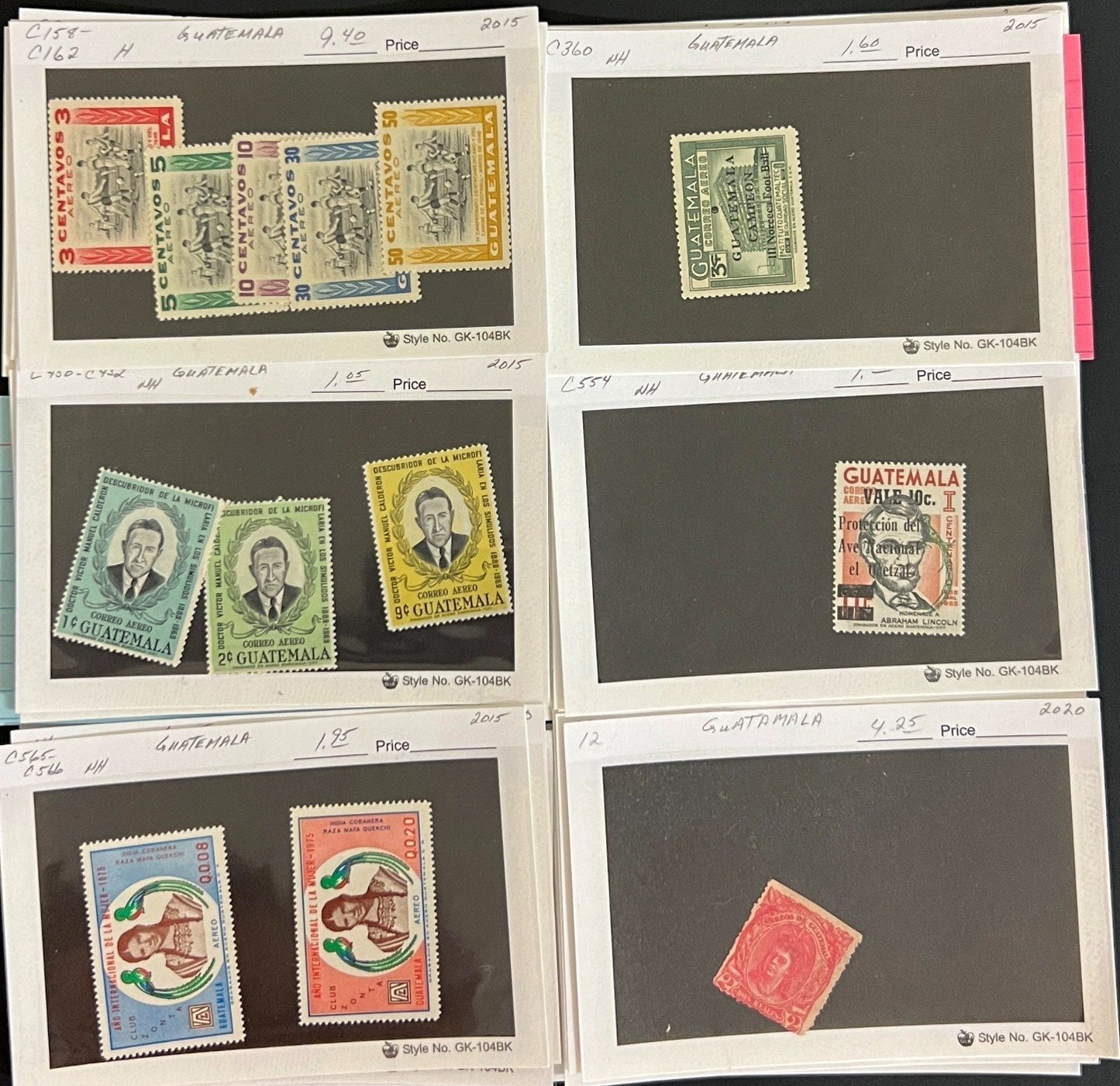 Guatemala Honduras Panama Stamp Collection On Hundreds of Dealer Cards ZAYIX