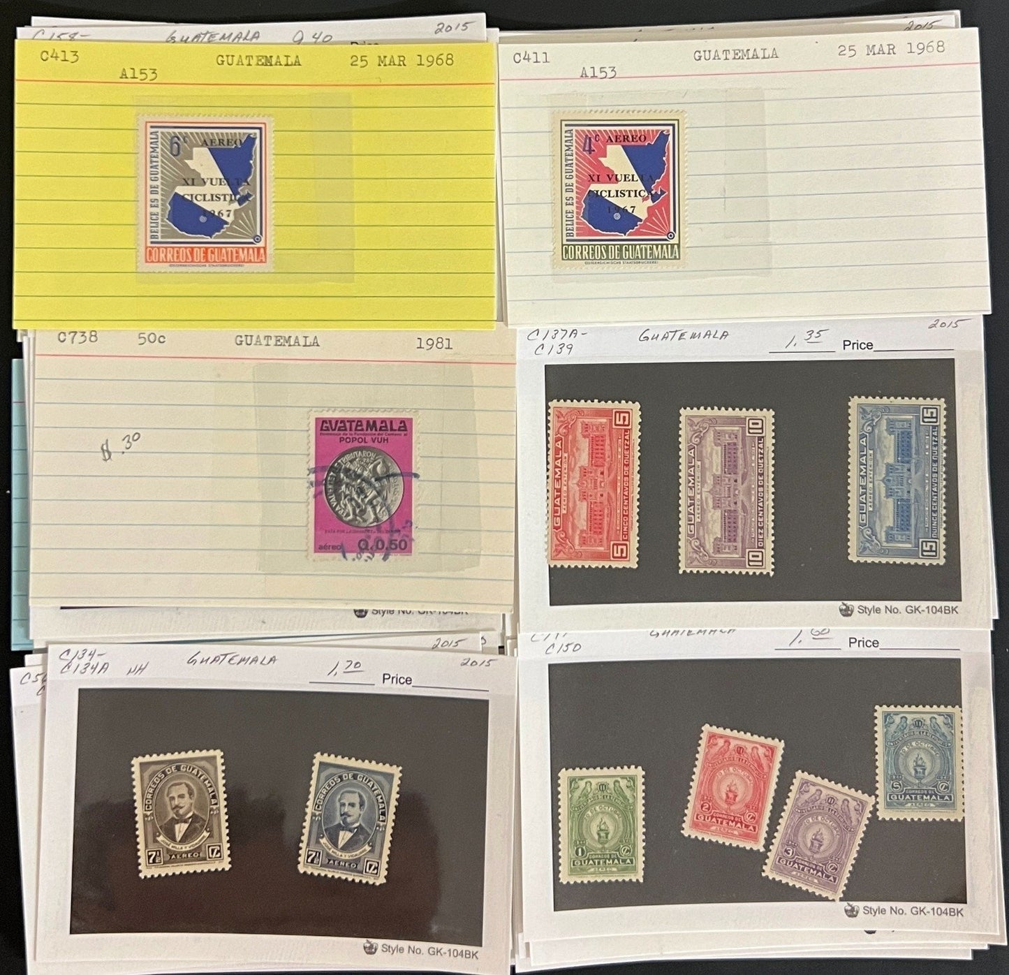 Guatemala Honduras Panama Stamp Collection On Hundreds of Dealer Cards ZAYIX