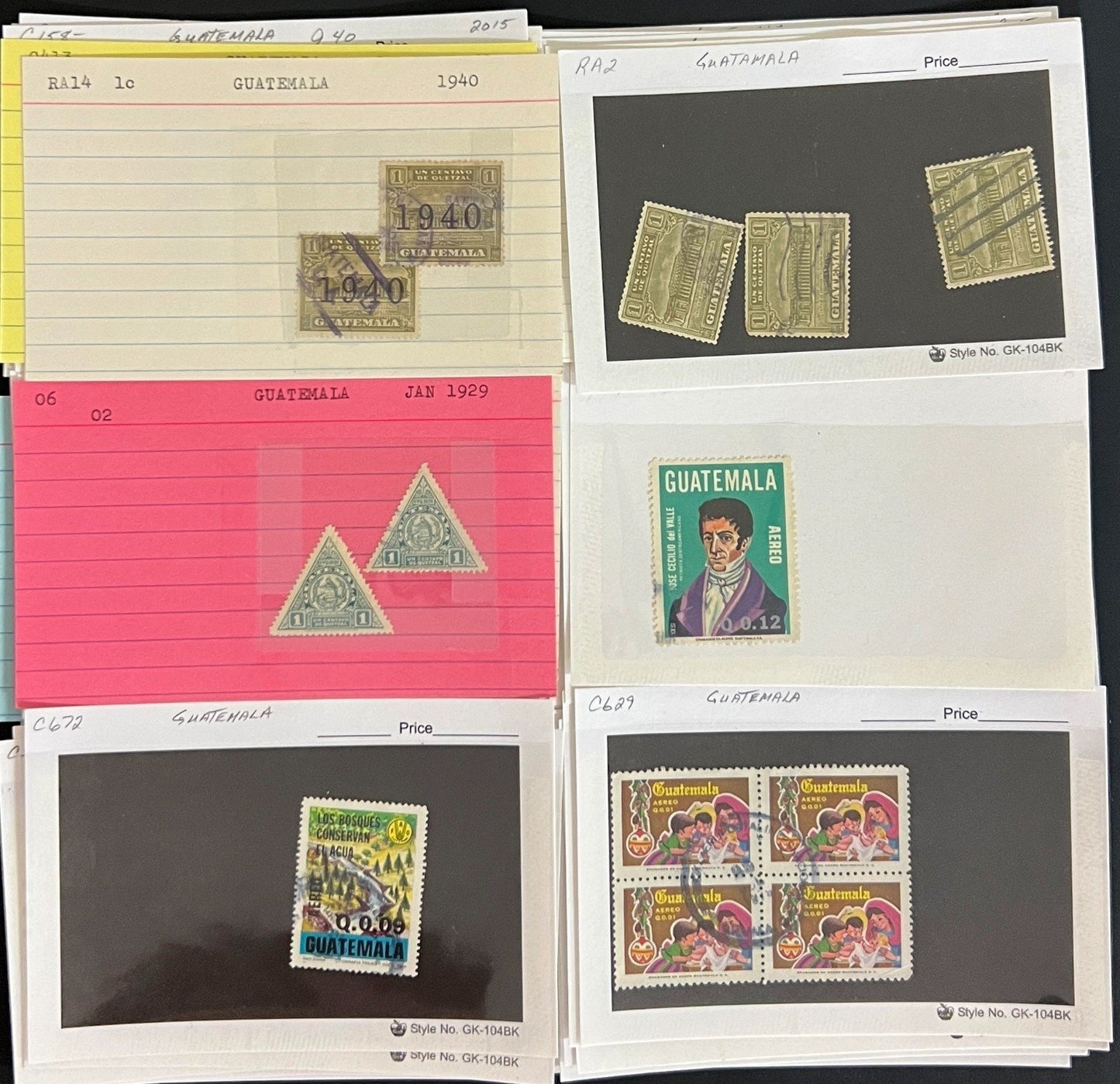 Guatemala Honduras Panama Stamp Collection On Hundreds of Dealer Cards ZAYIX