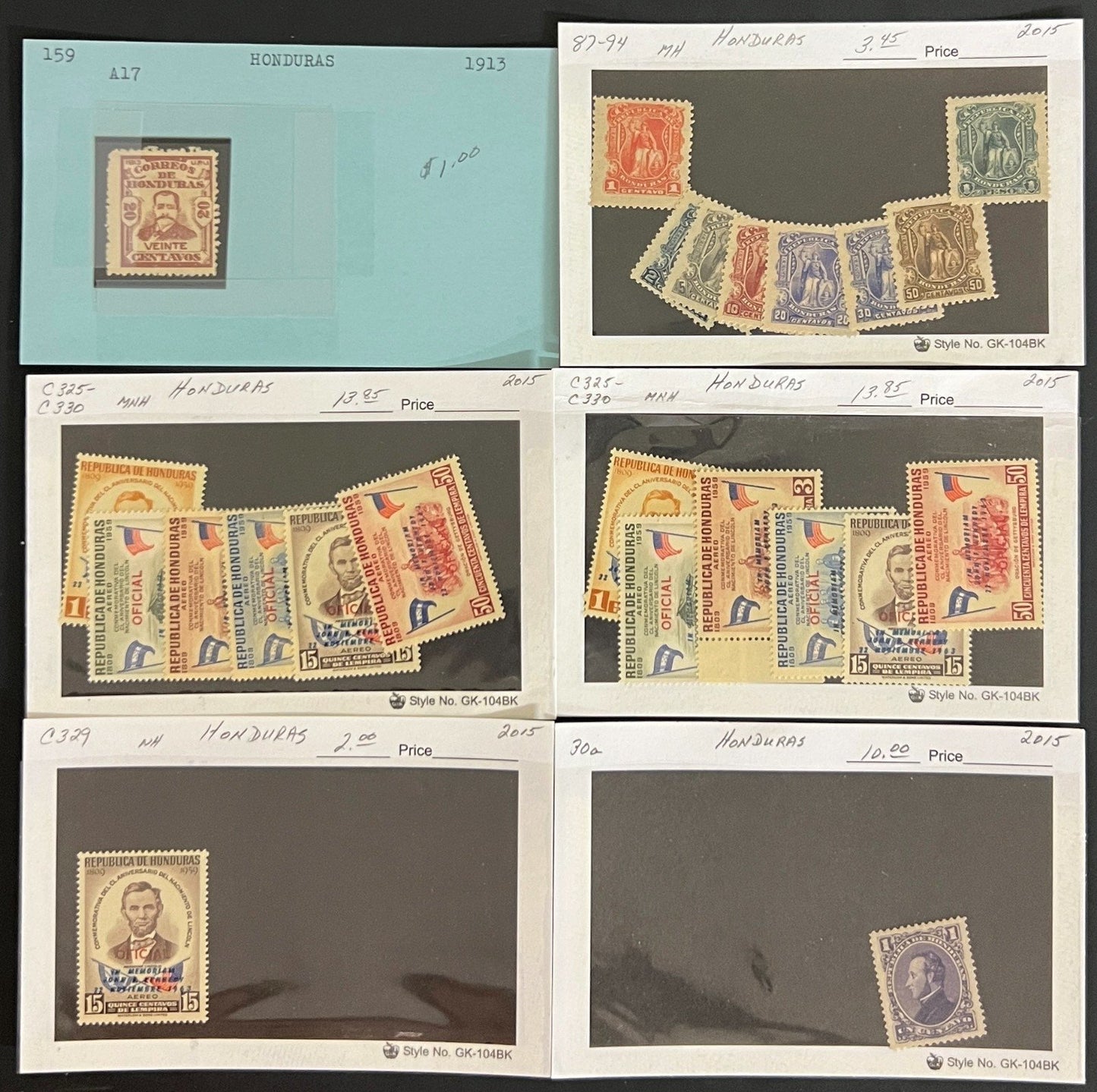Guatemala Honduras Panama Stamp Collection On Hundreds of Dealer Cards ZAYIX