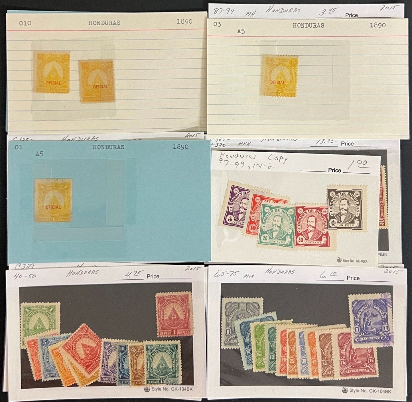 Guatemala Honduras Panama Stamp Collection On Hundreds of Dealer Cards ZAYIX