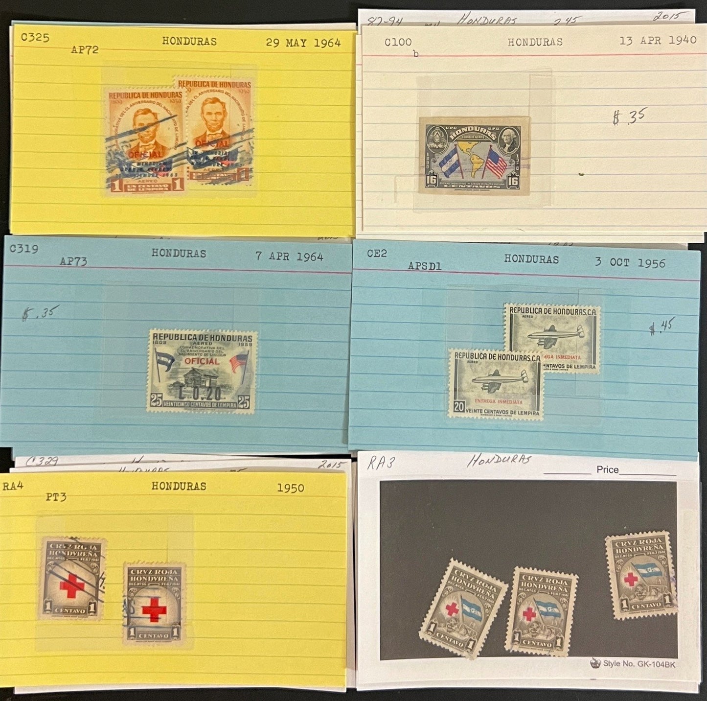 Guatemala Honduras Panama Stamp Collection On Hundreds of Dealer Cards ZAYIX