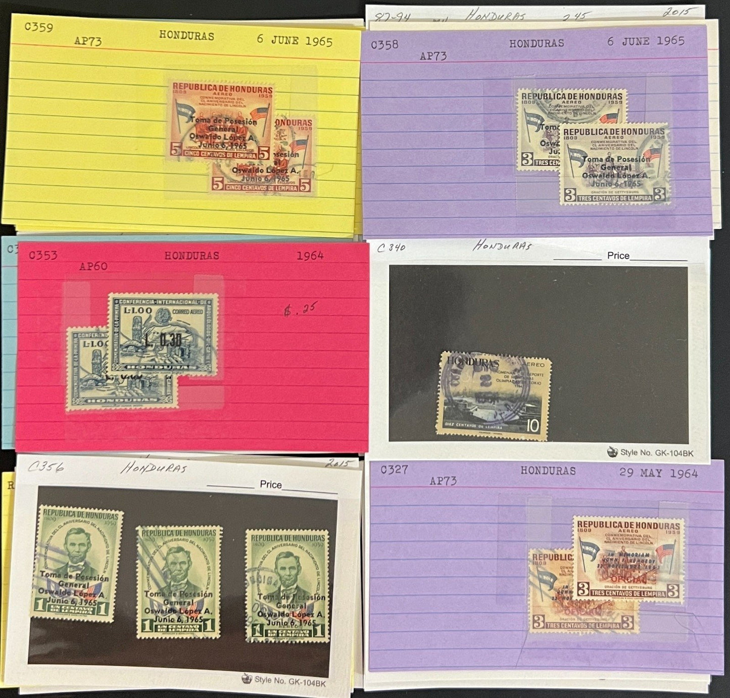 Guatemala Honduras Panama Stamp Collection On Hundreds of Dealer Cards ZAYIX
