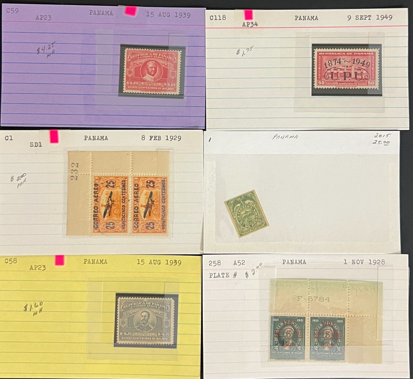 Guatemala Honduras Panama Stamp Collection On Hundreds of Dealer Cards ZAYIX