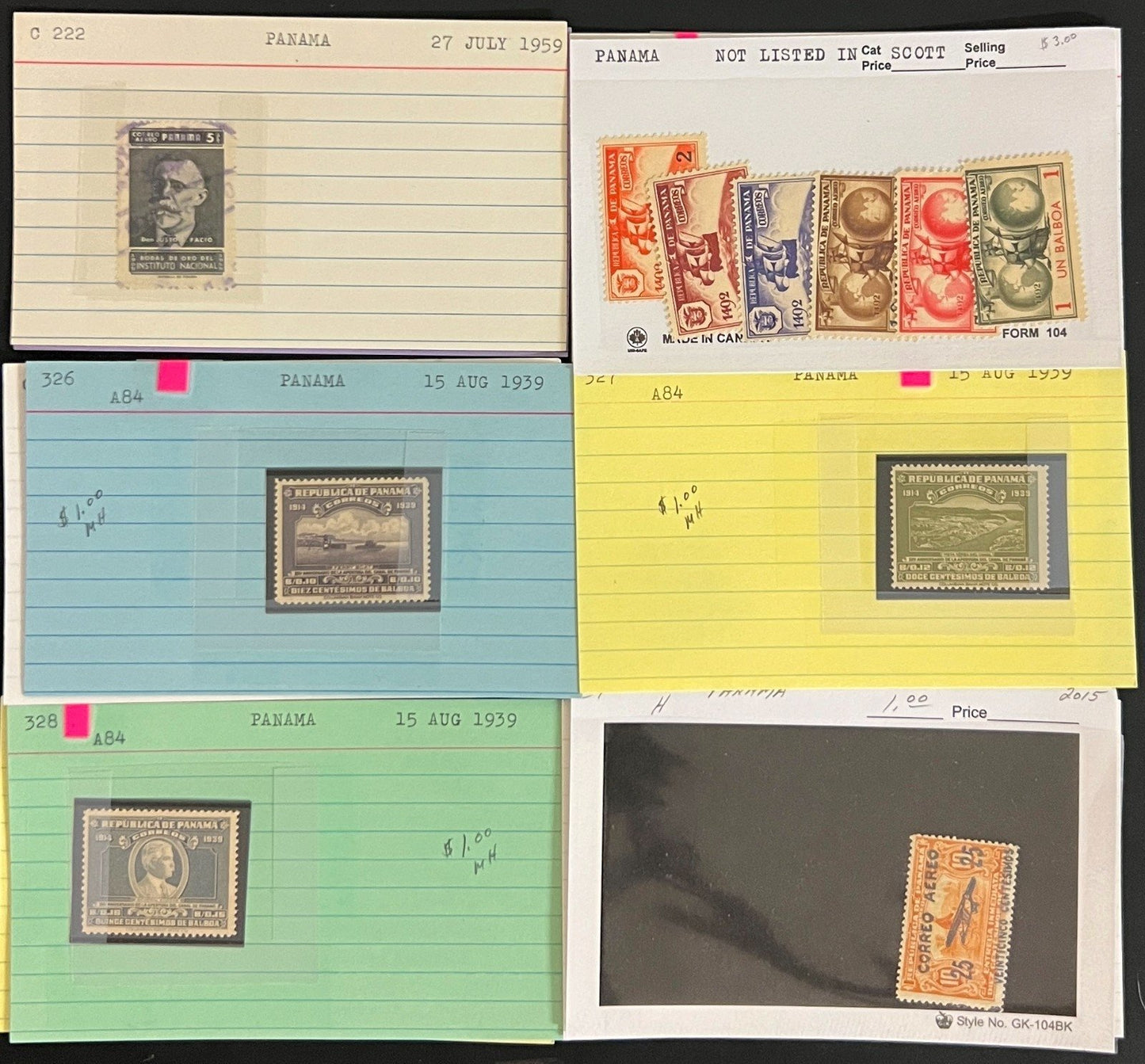 Guatemala Honduras Panama Stamp Collection On Hundreds of Dealer Cards ZAYIX