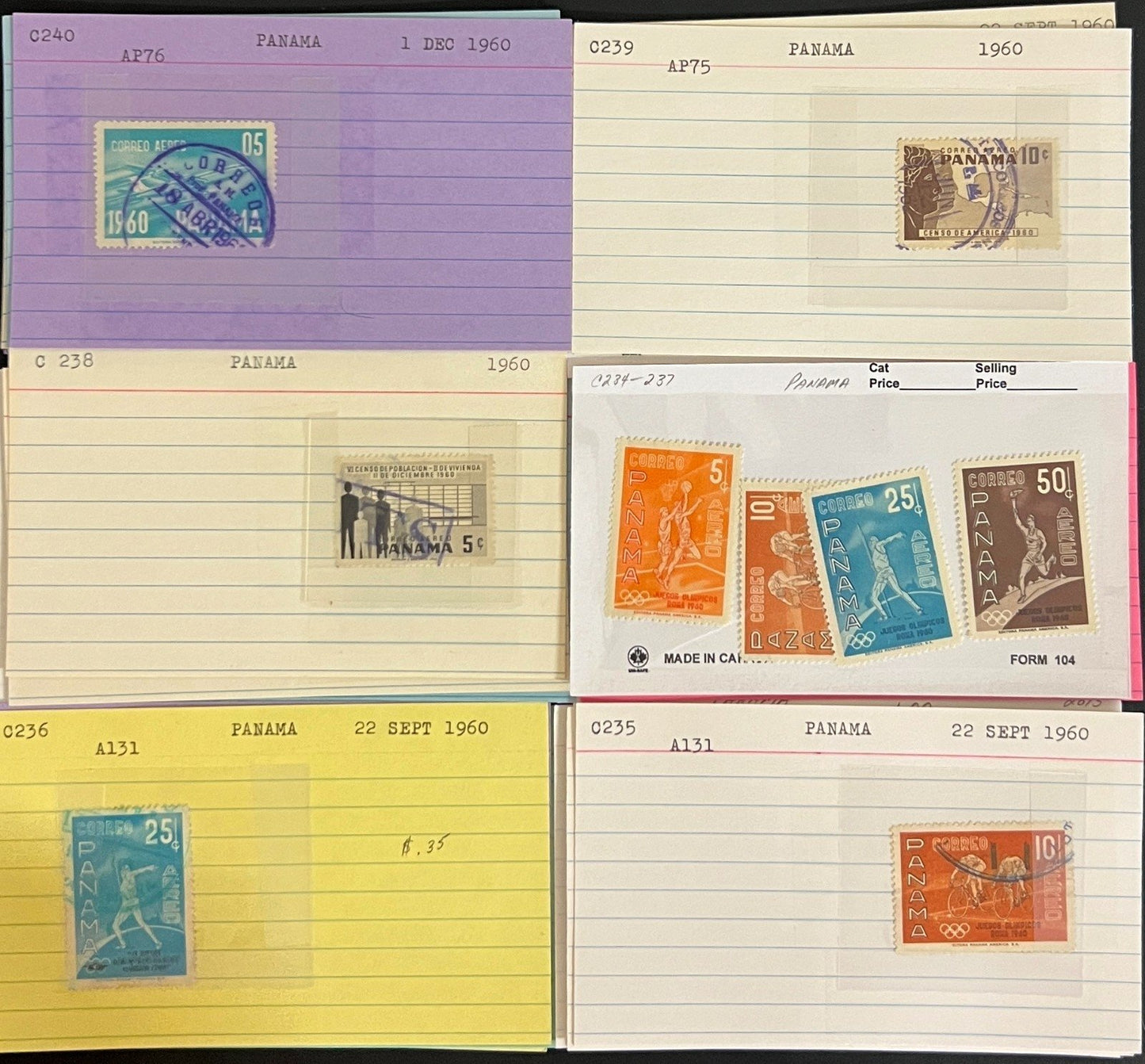 Guatemala Honduras Panama Stamp Collection On Hundreds of Dealer Cards ZAYIX