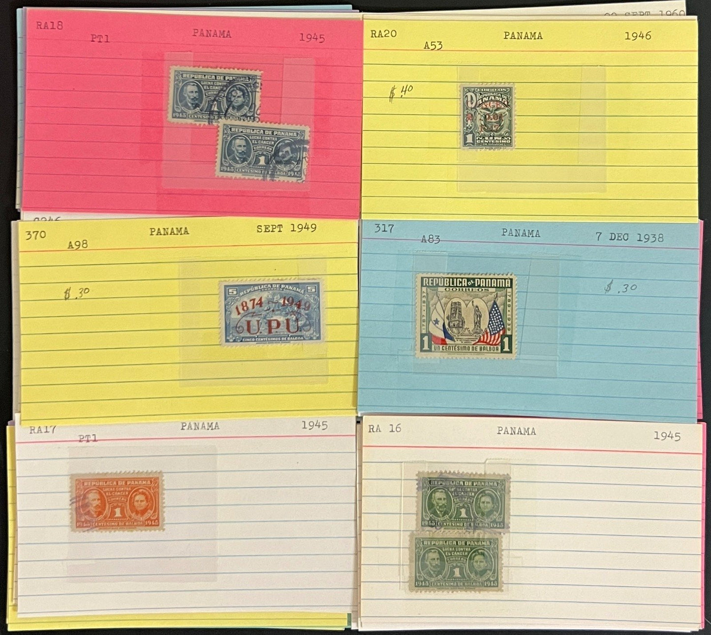 Guatemala Honduras Panama Stamp Collection On Hundreds of Dealer Cards ZAYIX