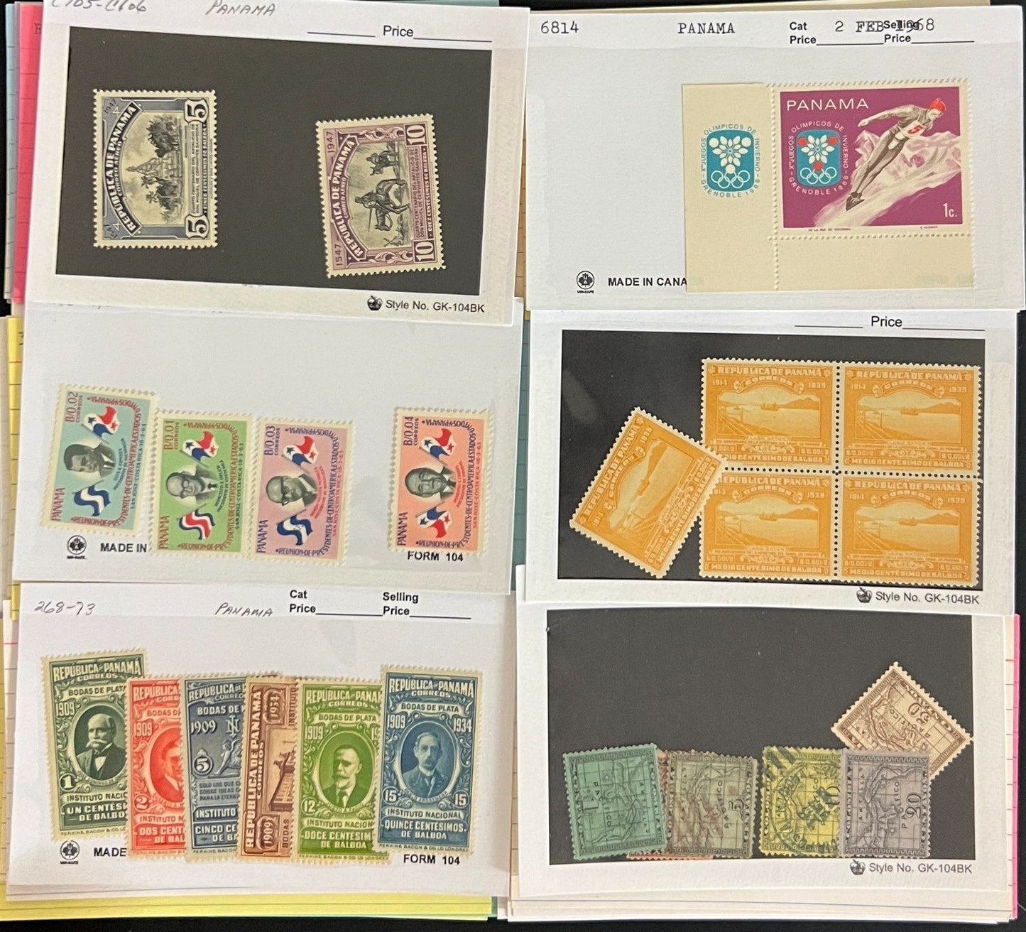 Guatemala Honduras Panama Stamp Collection On Hundreds of Dealer Cards ZAYIX