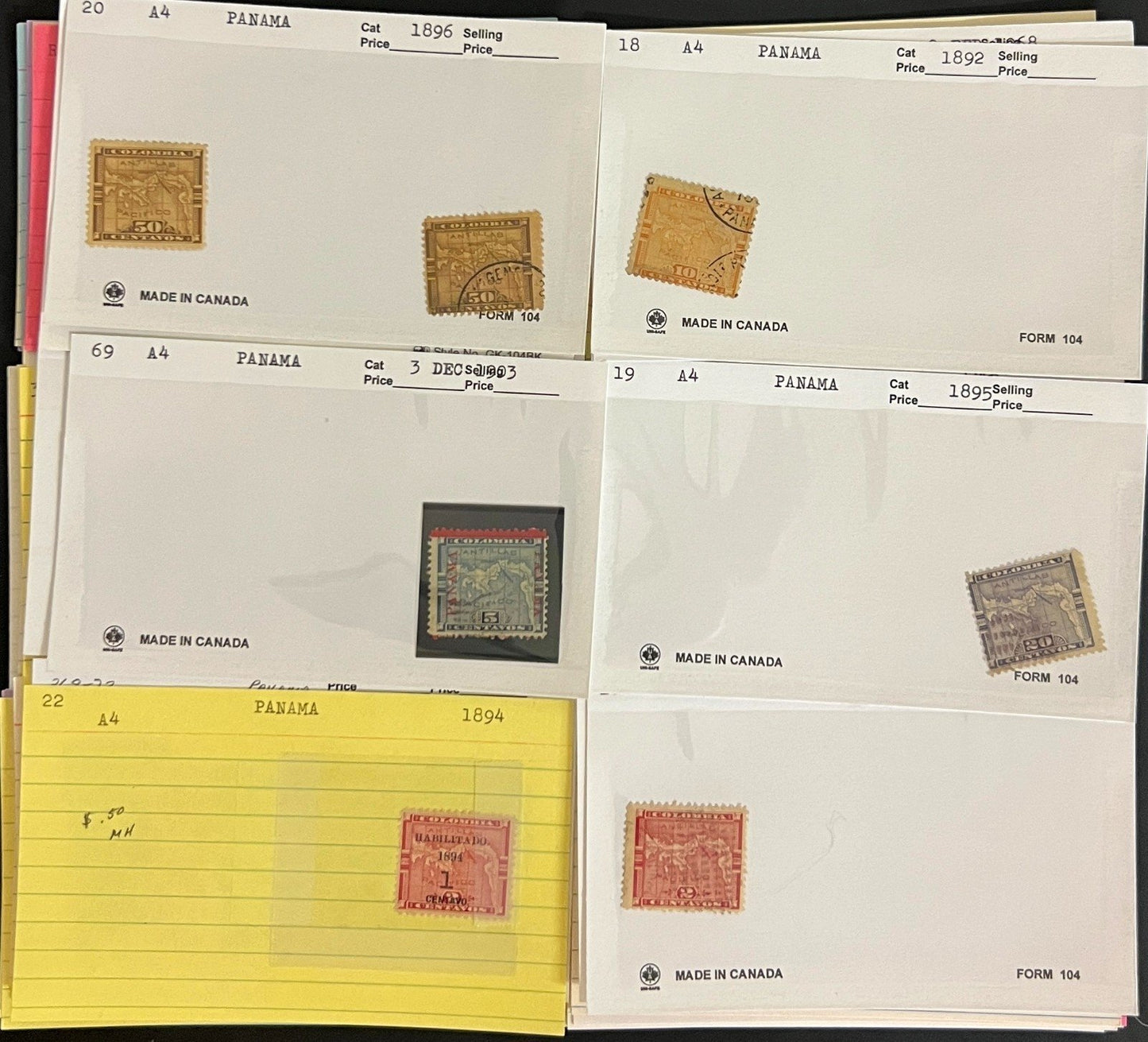 Guatemala Honduras Panama Stamp Collection On Hundreds of Dealer Cards ZAYIX