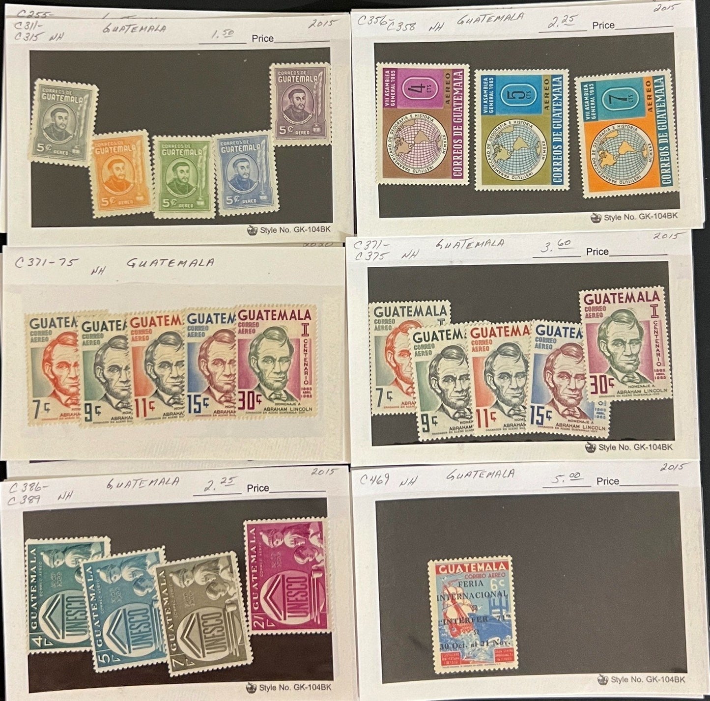 Guatemala Honduras Panama Stamp Collection On Hundreds of Dealer Cards ZAYIX