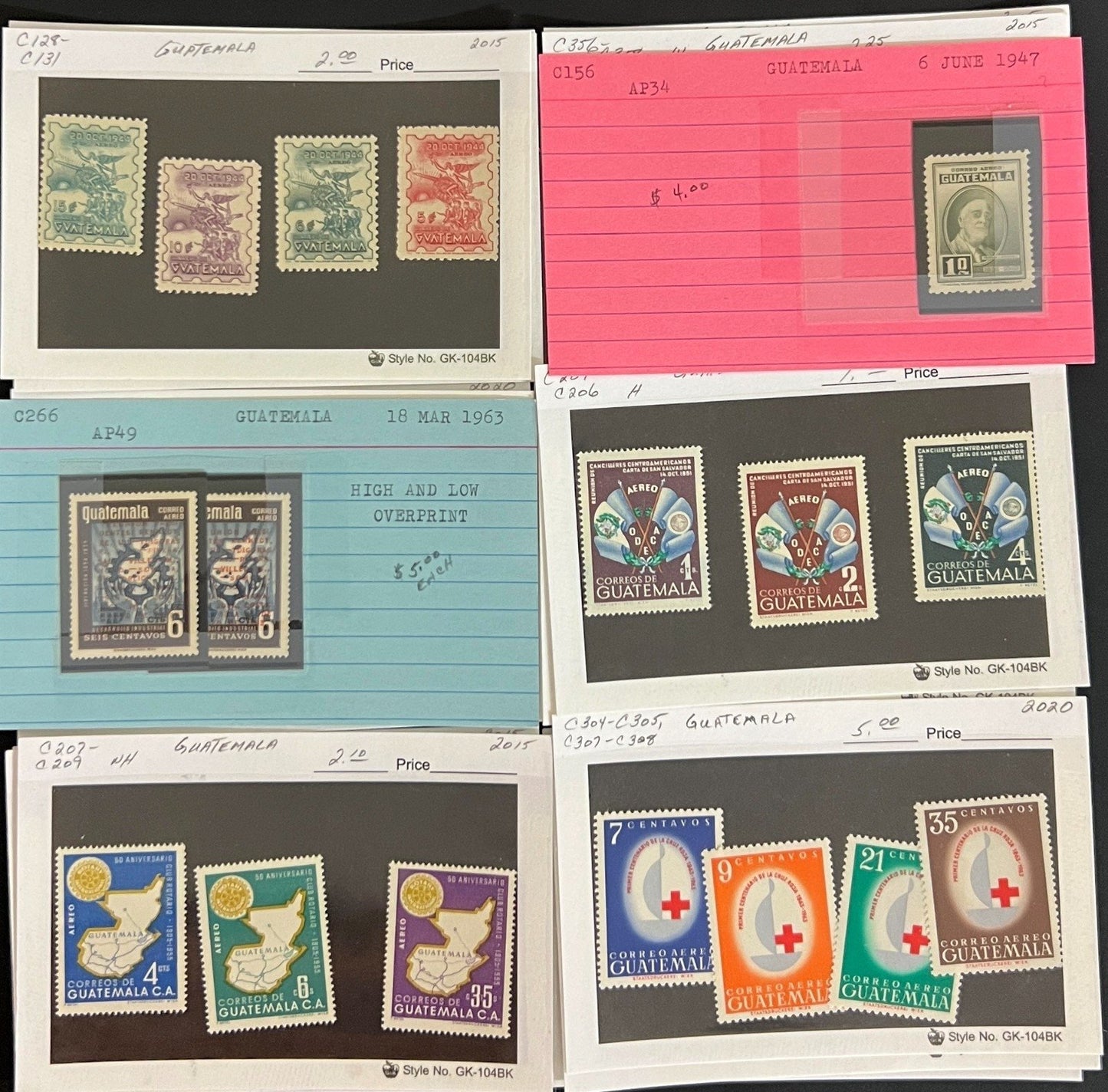 Guatemala Honduras Panama Stamp Collection On Hundreds of Dealer Cards ZAYIX