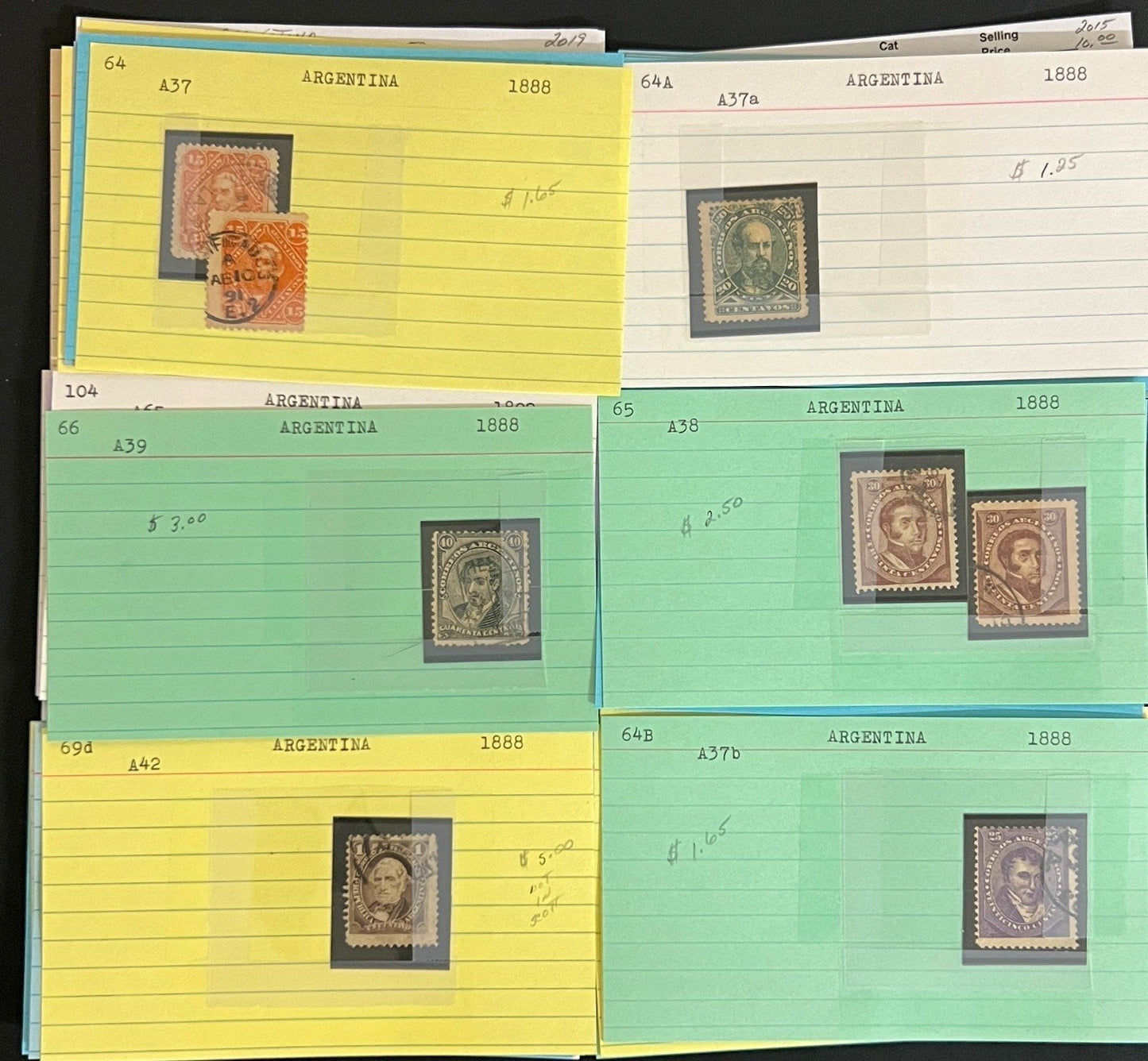 Argentina, Peru & Colombia Stamp Collection On Hundreds of Dealer Cards ZAYIX